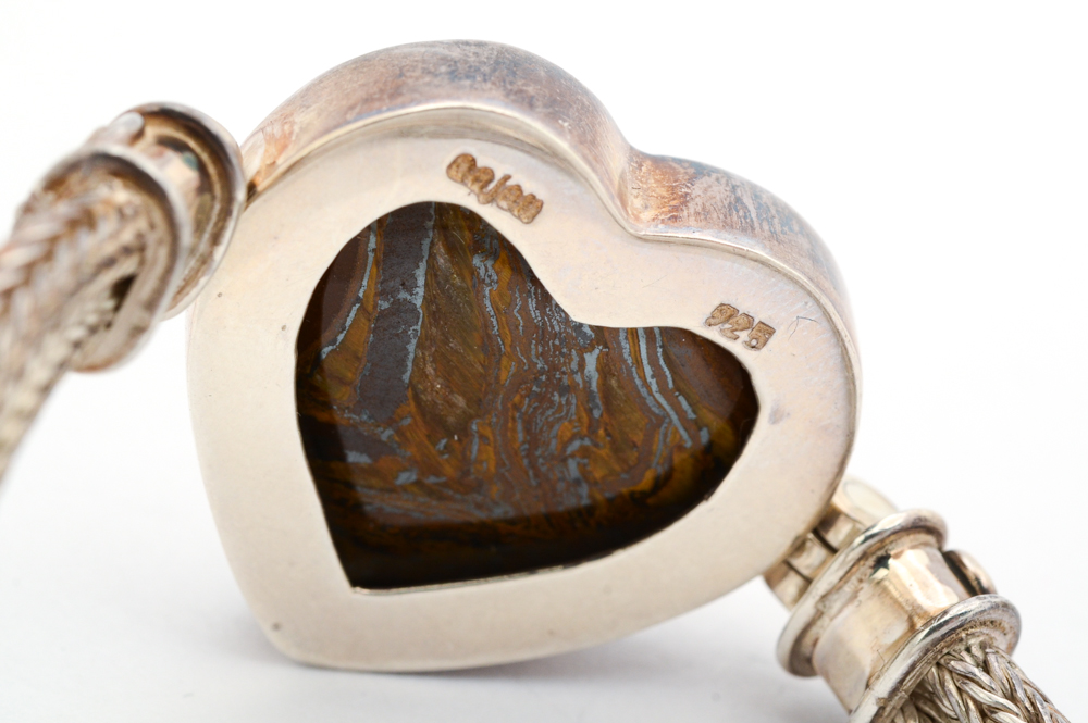 Sajen Sterling Silver Earrings and Bracelet with Agate