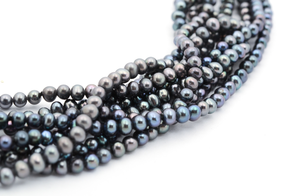 Endless Strands of Dyed Freshwater Pearls with Sterling Silver Clasp