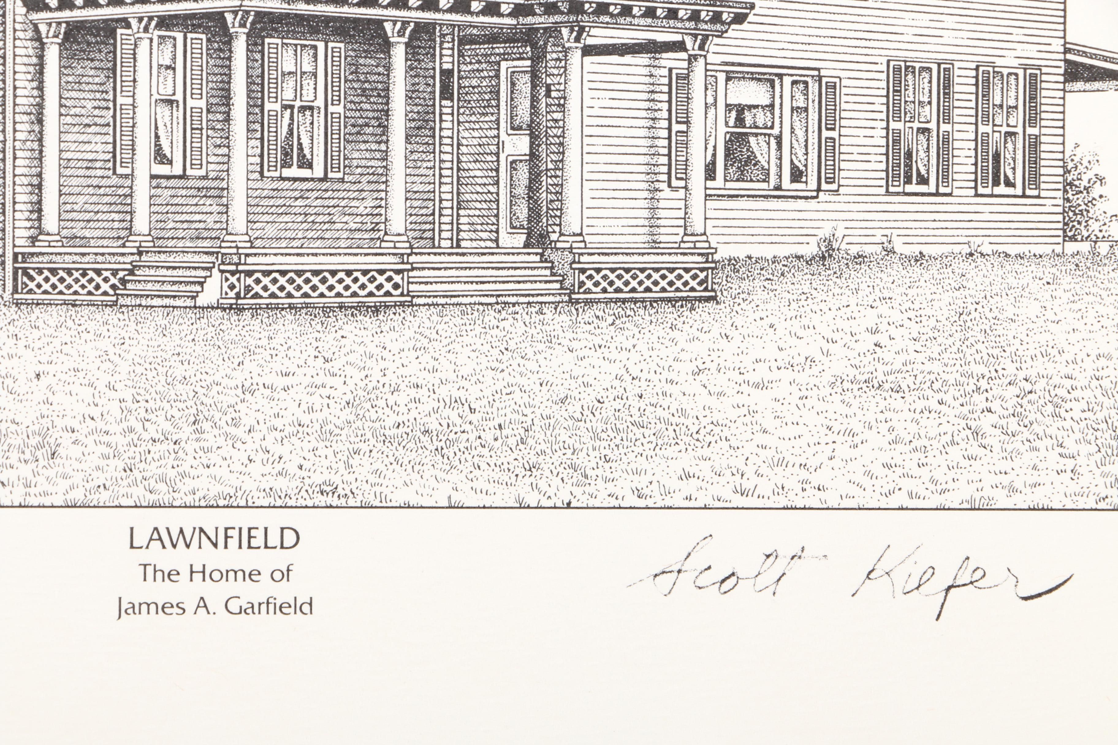 Lithographs After Scott Kiefer of Presidents' Homes