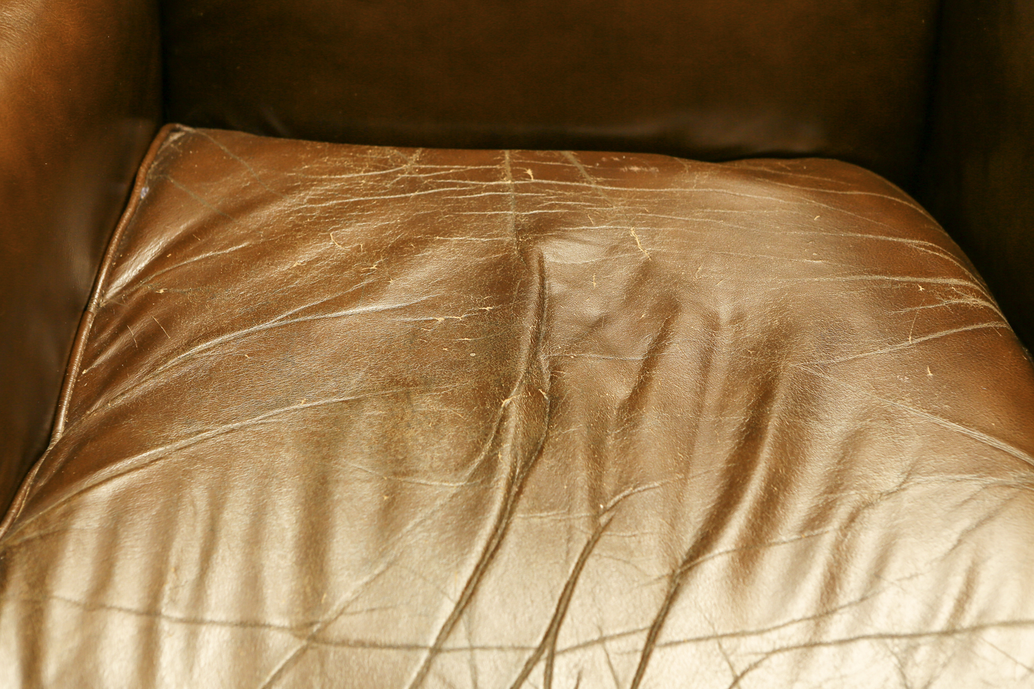 Queen Anne Style Brown Leather Wingback Chair and Ottoman