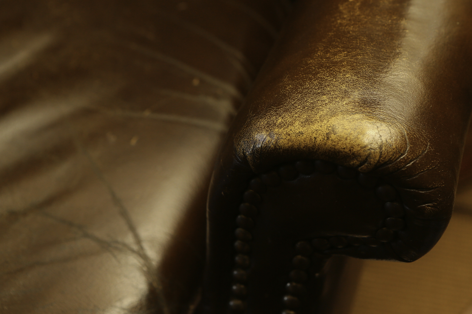 Queen Anne Style Brown Leather Wingback Chair and Ottoman