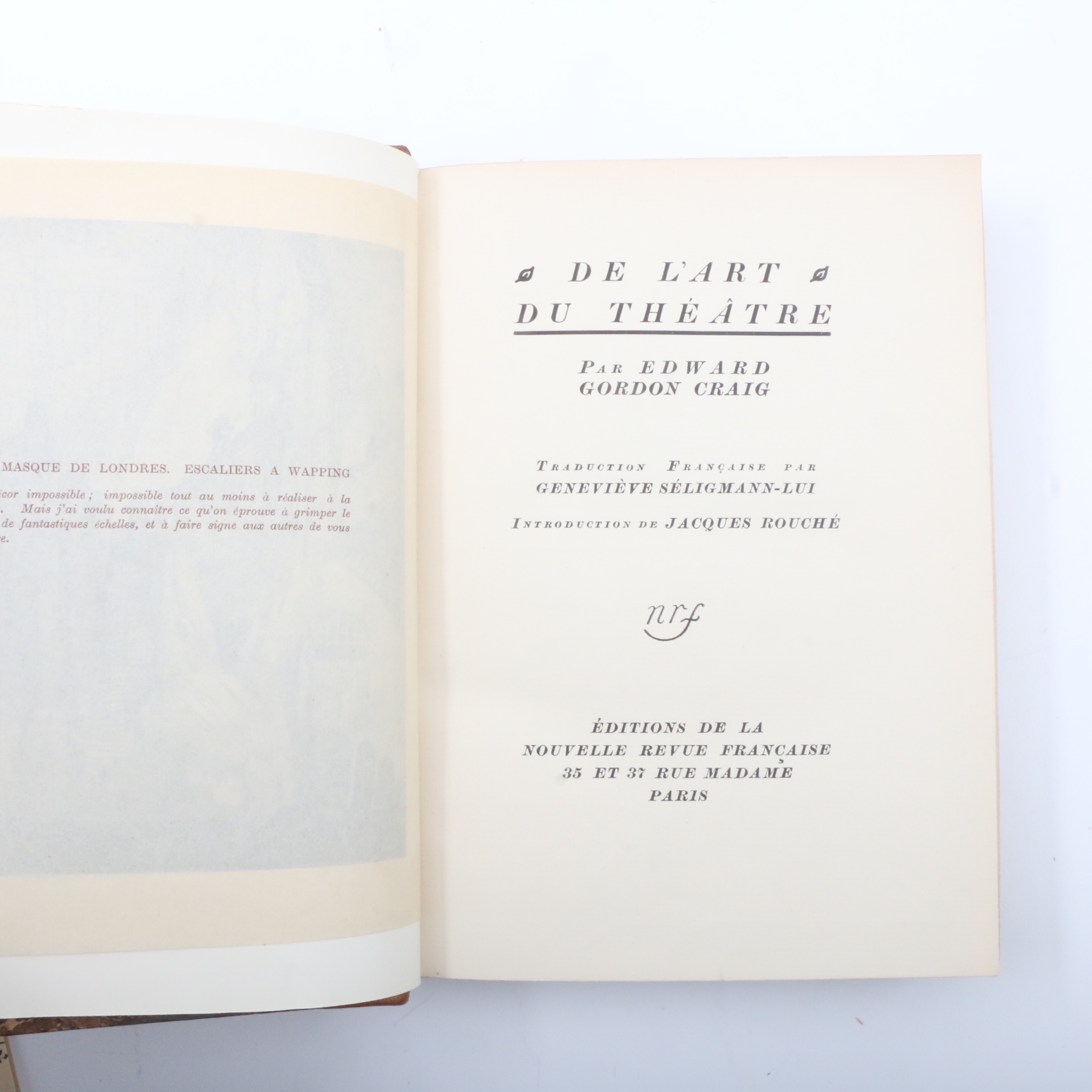 1916 First French Edition of "De l'Art du Théatre" by Edward G. Craig