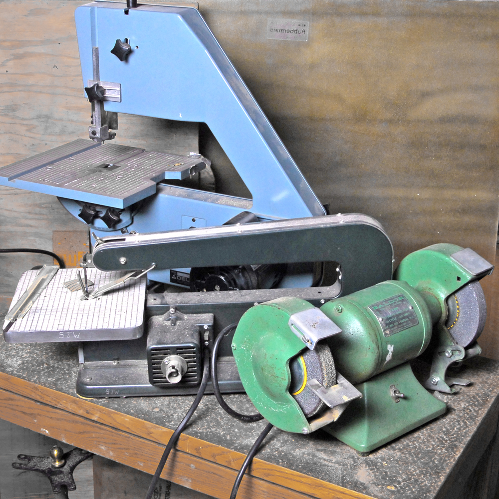 Baldor Grinder Buffer, Dremel Multi-Purpose Tool, and Delta Band Saw