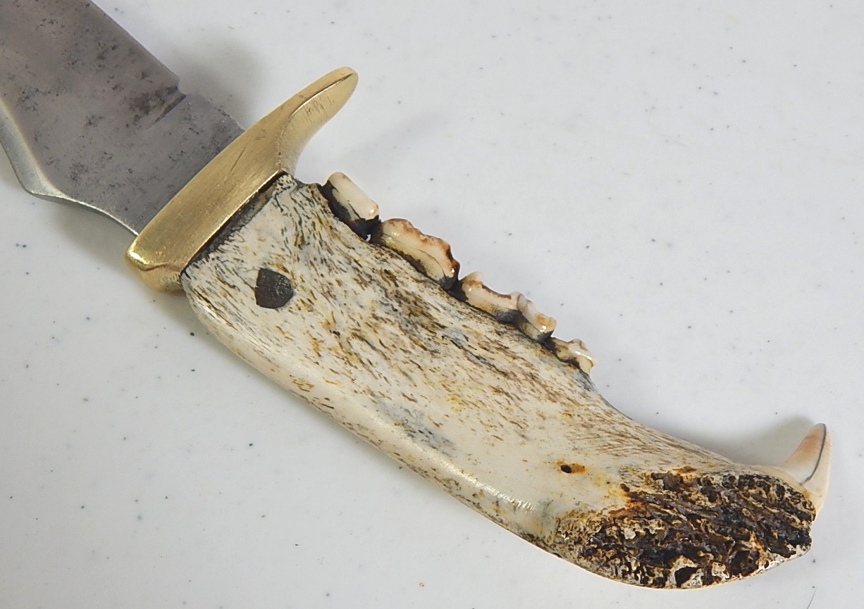 Black Bear Jaw Handled Fixed Blade Knife