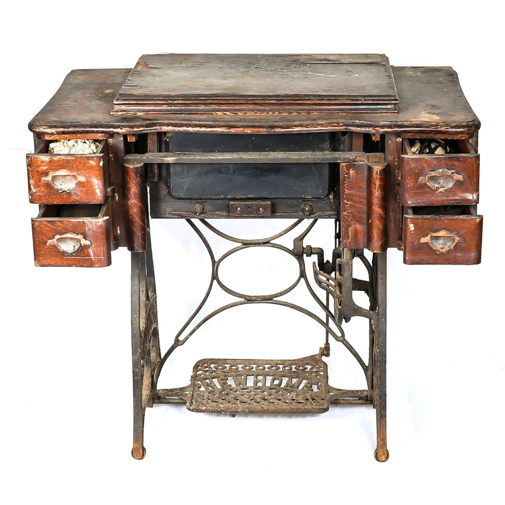 Antique "New Home" Sewing Machine with Cabinet
