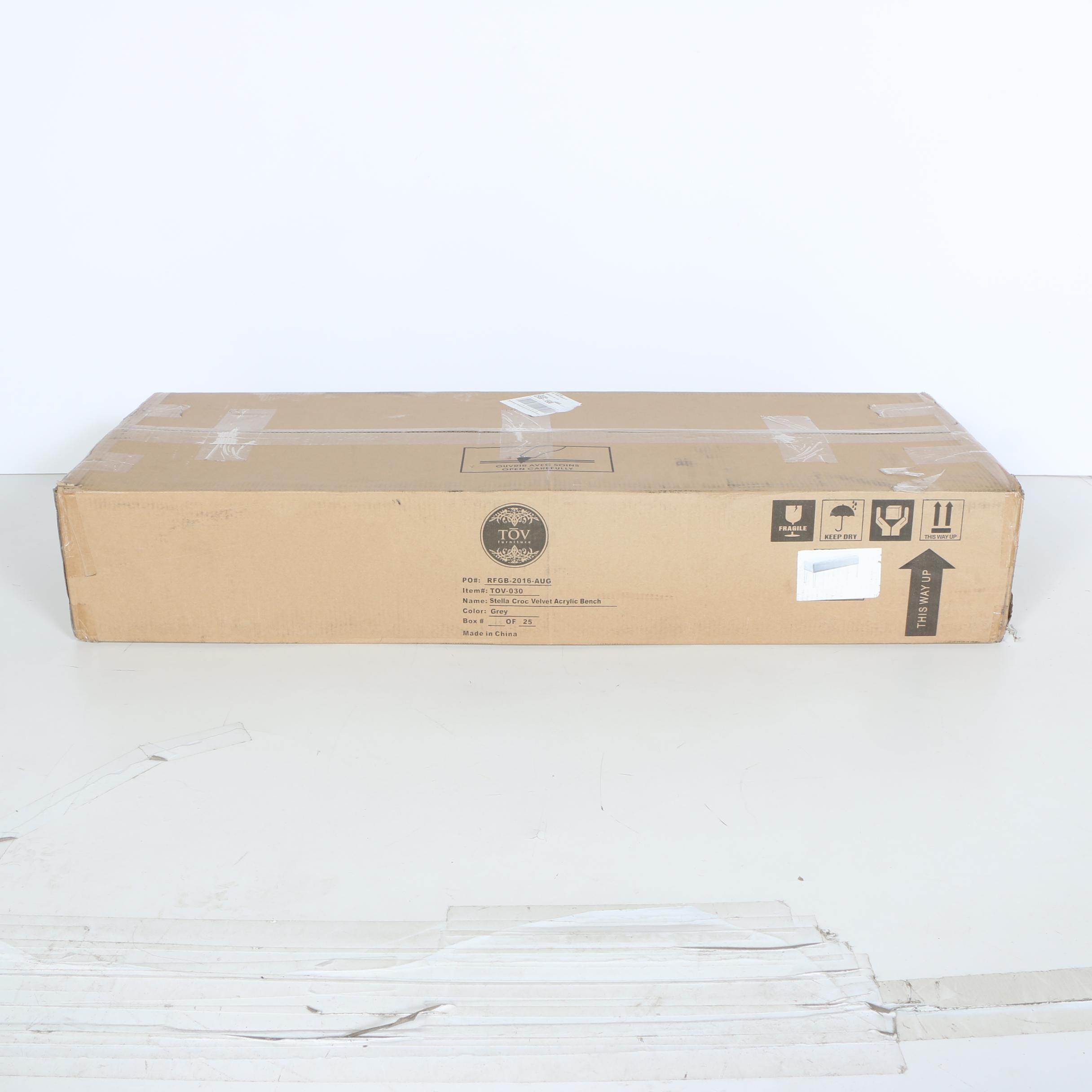 TOV Furniture Stella Croc Velvet Acrylic Bench