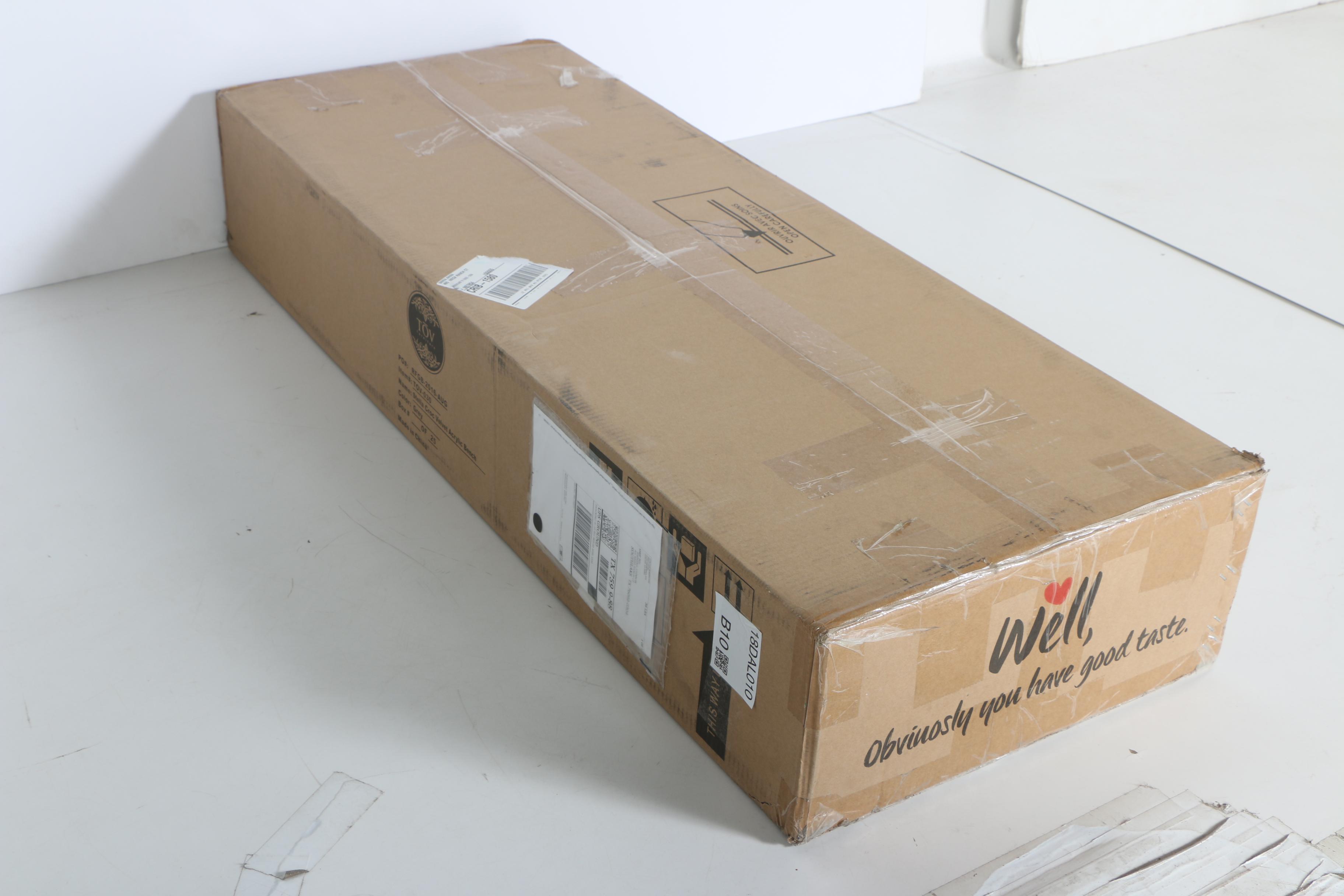 TOV Furniture Stella Croc Velvet Acrylic Bench