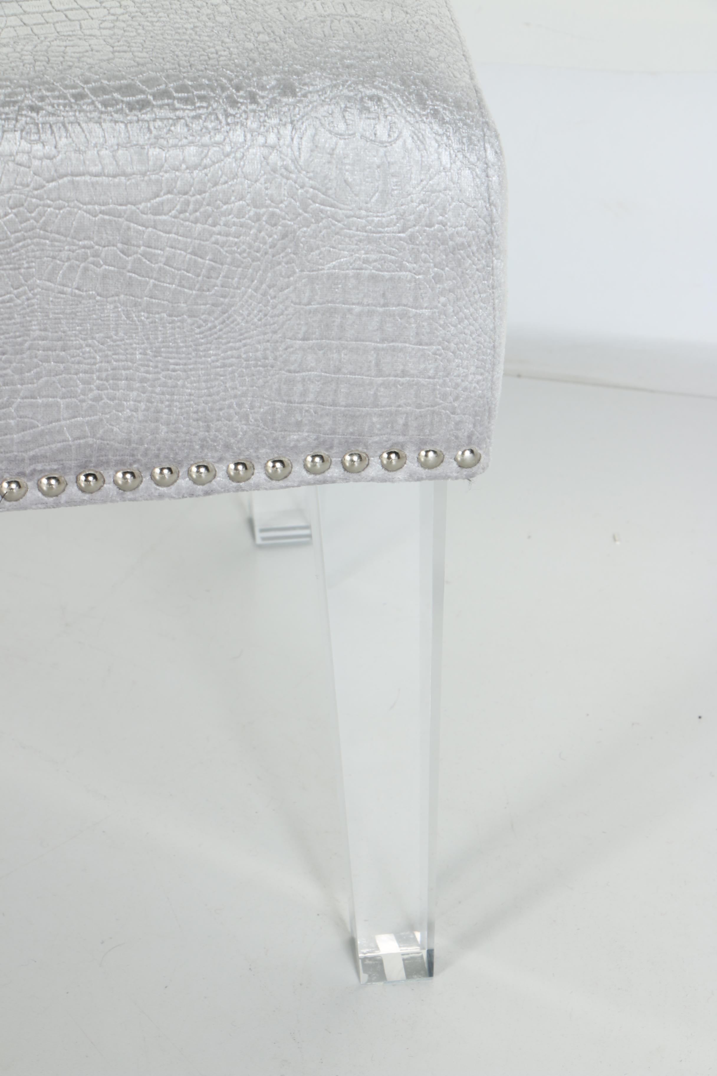 TOV Furniture Stella Croc Velvet Acrylic Bench