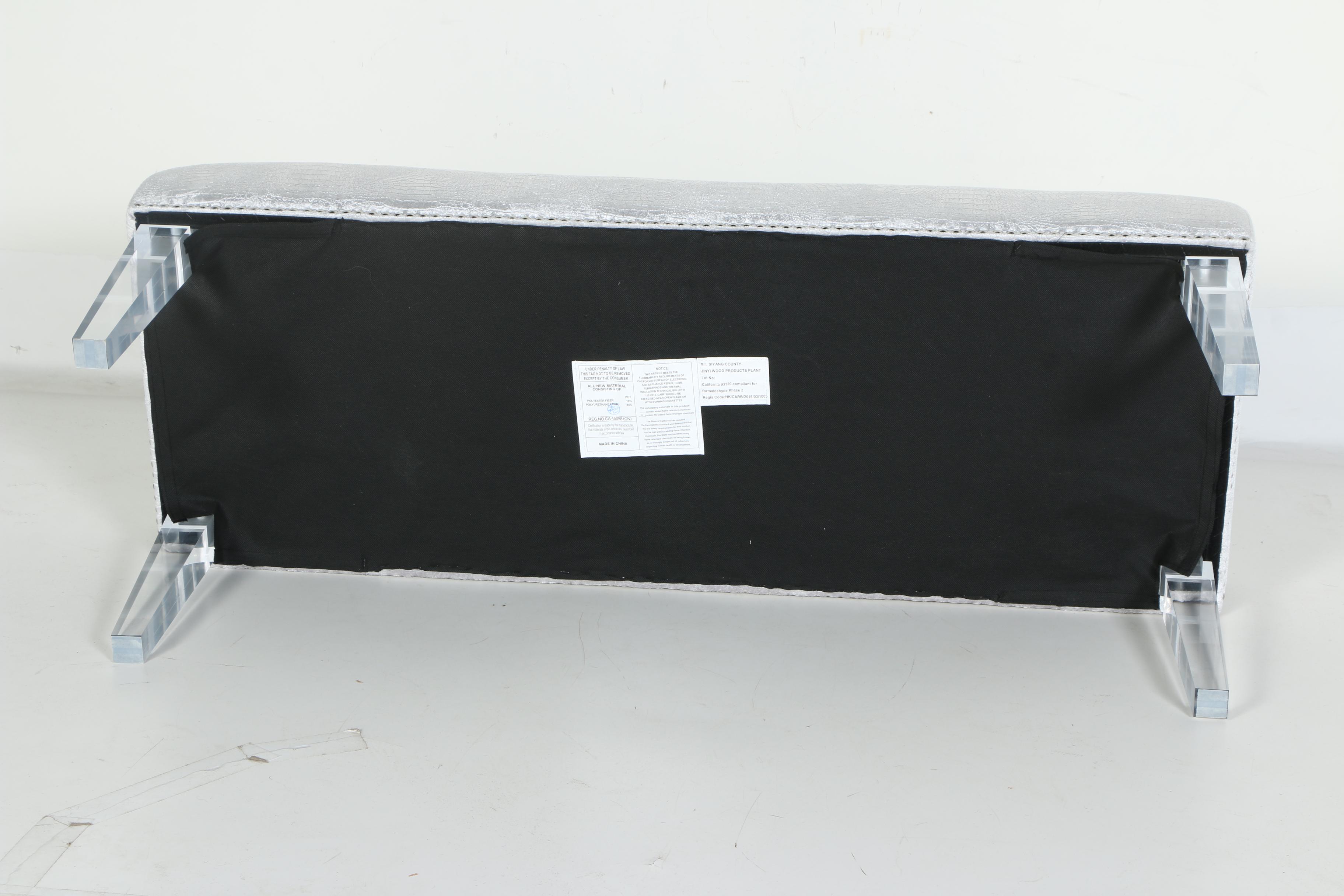 TOV Furniture Stella Croc Velvet Acrylic Bench