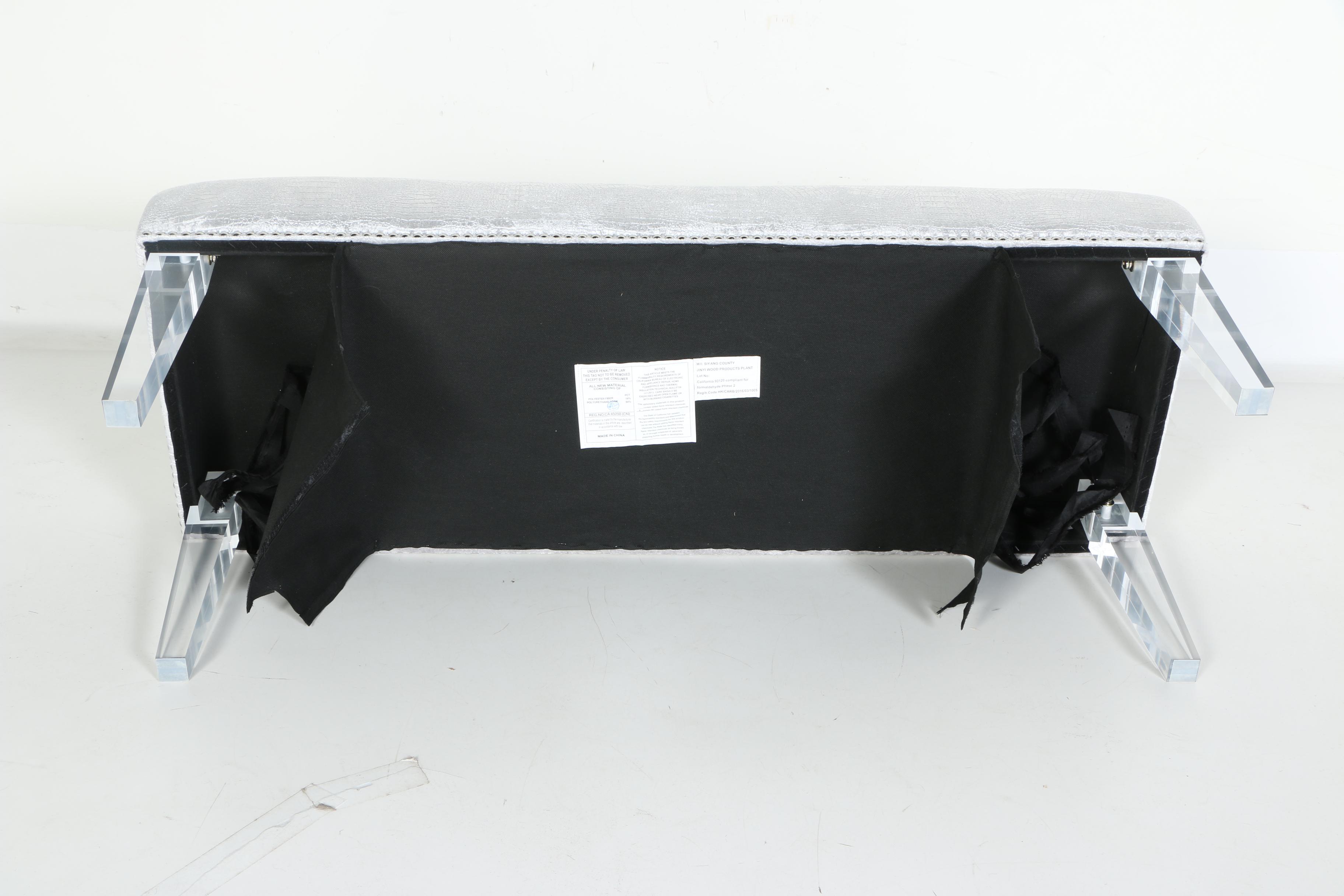 TOV Furniture Stella Croc Velvet Acrylic Bench