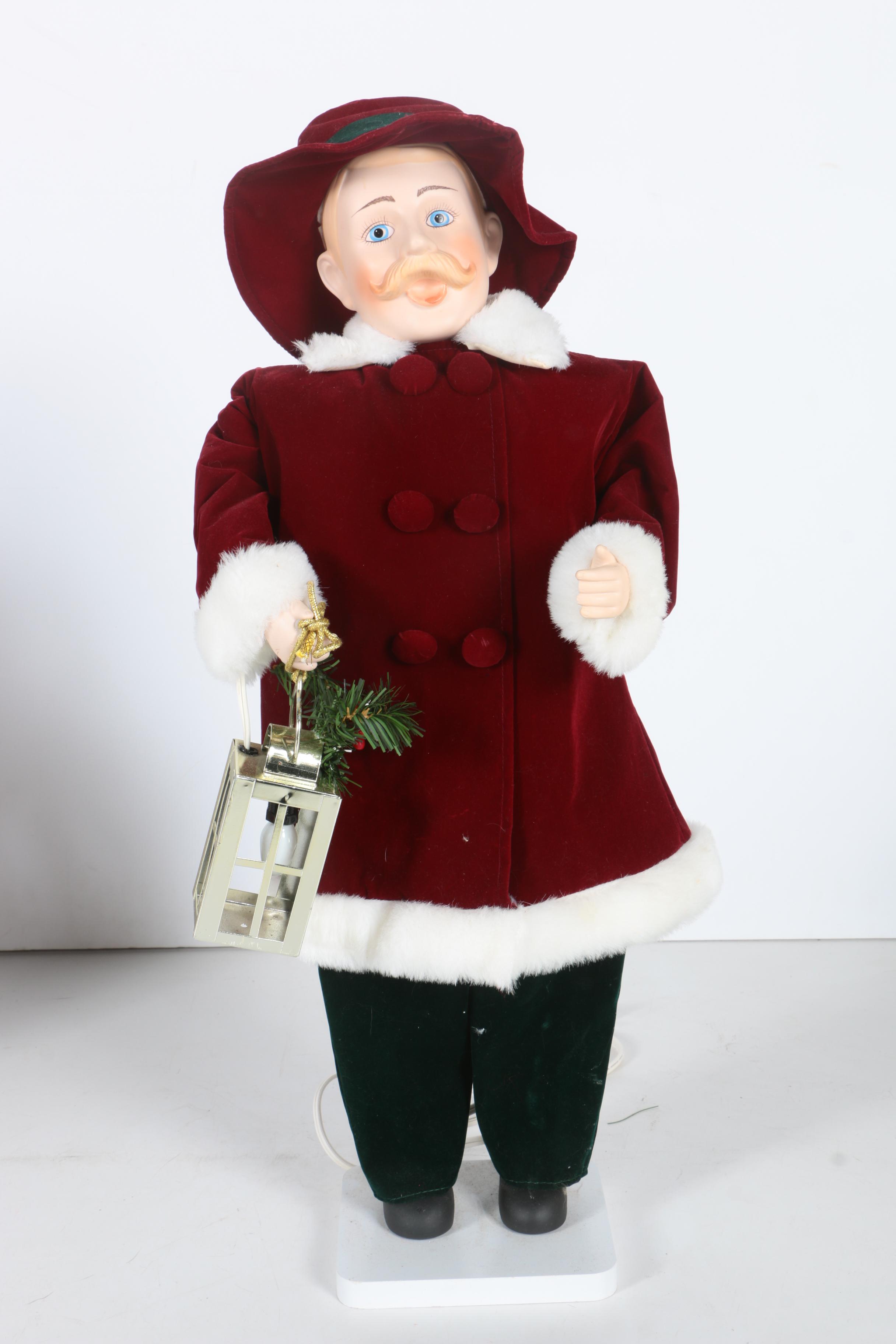 Rennoc and Santa's Best Animated Christmas Dolls and Wooden Folk Art Snowman