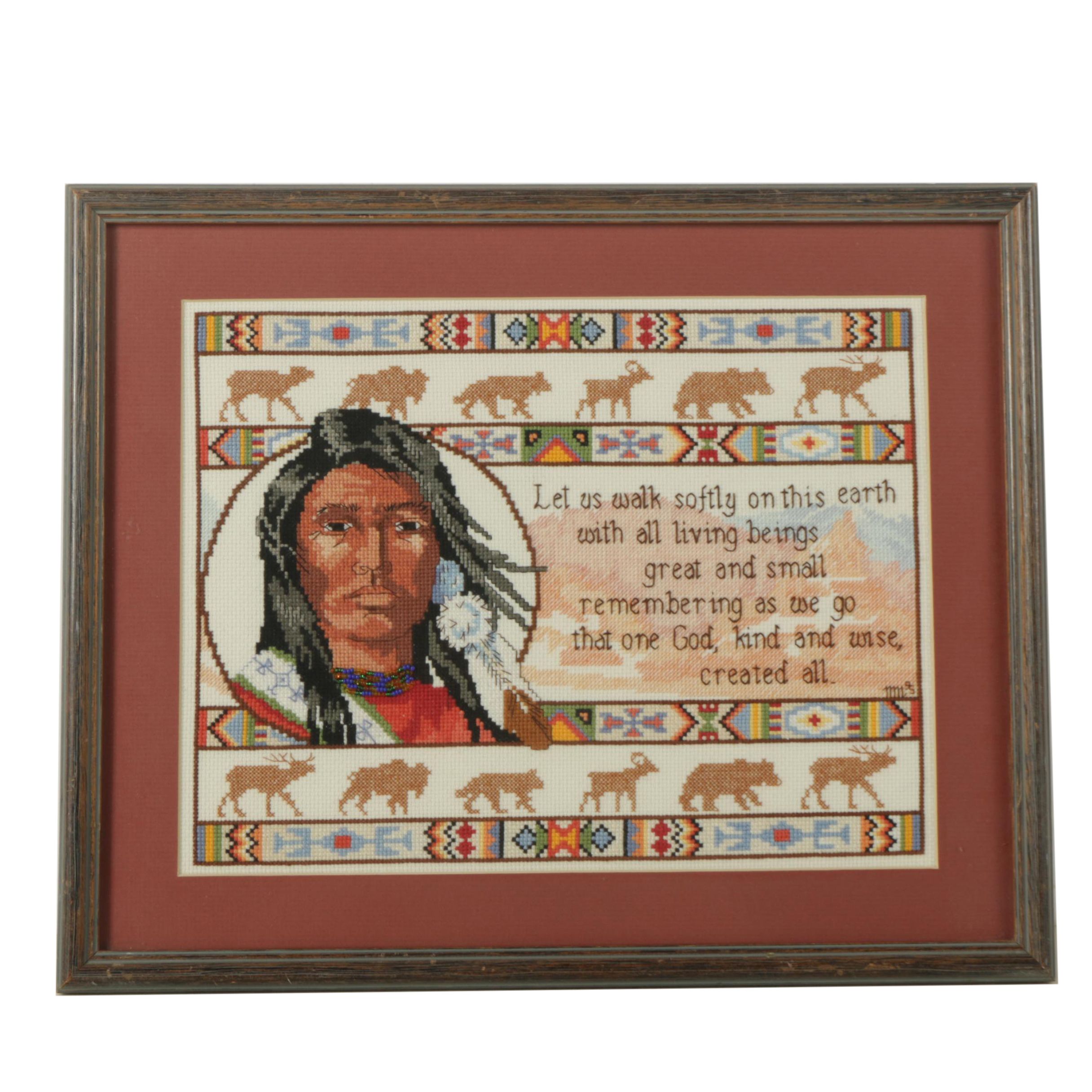 Cross-Stitch Embroidery with Native American Theme