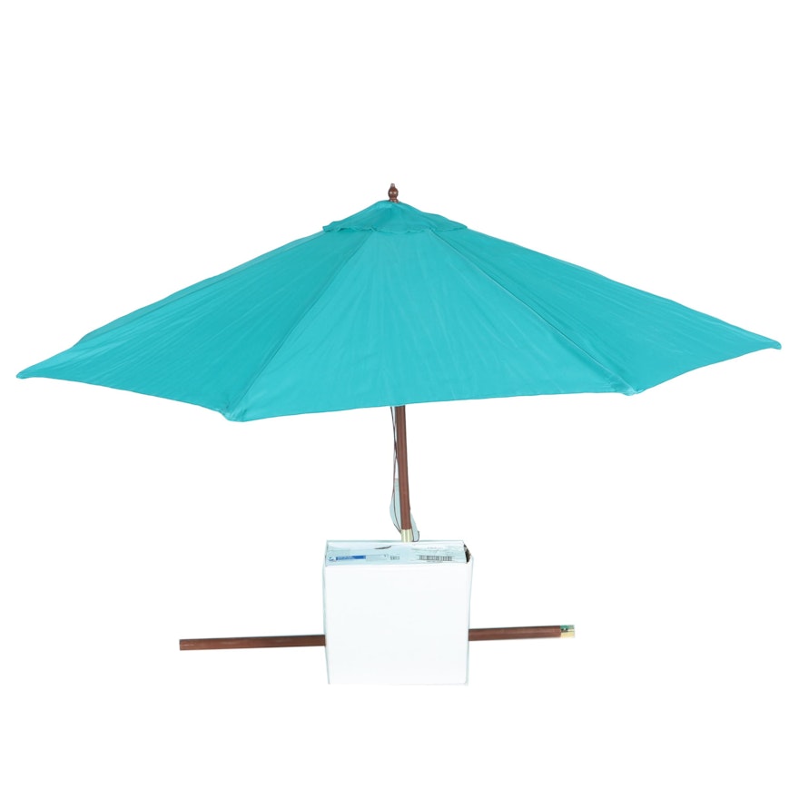 Teal Patio Umbrella with Stand