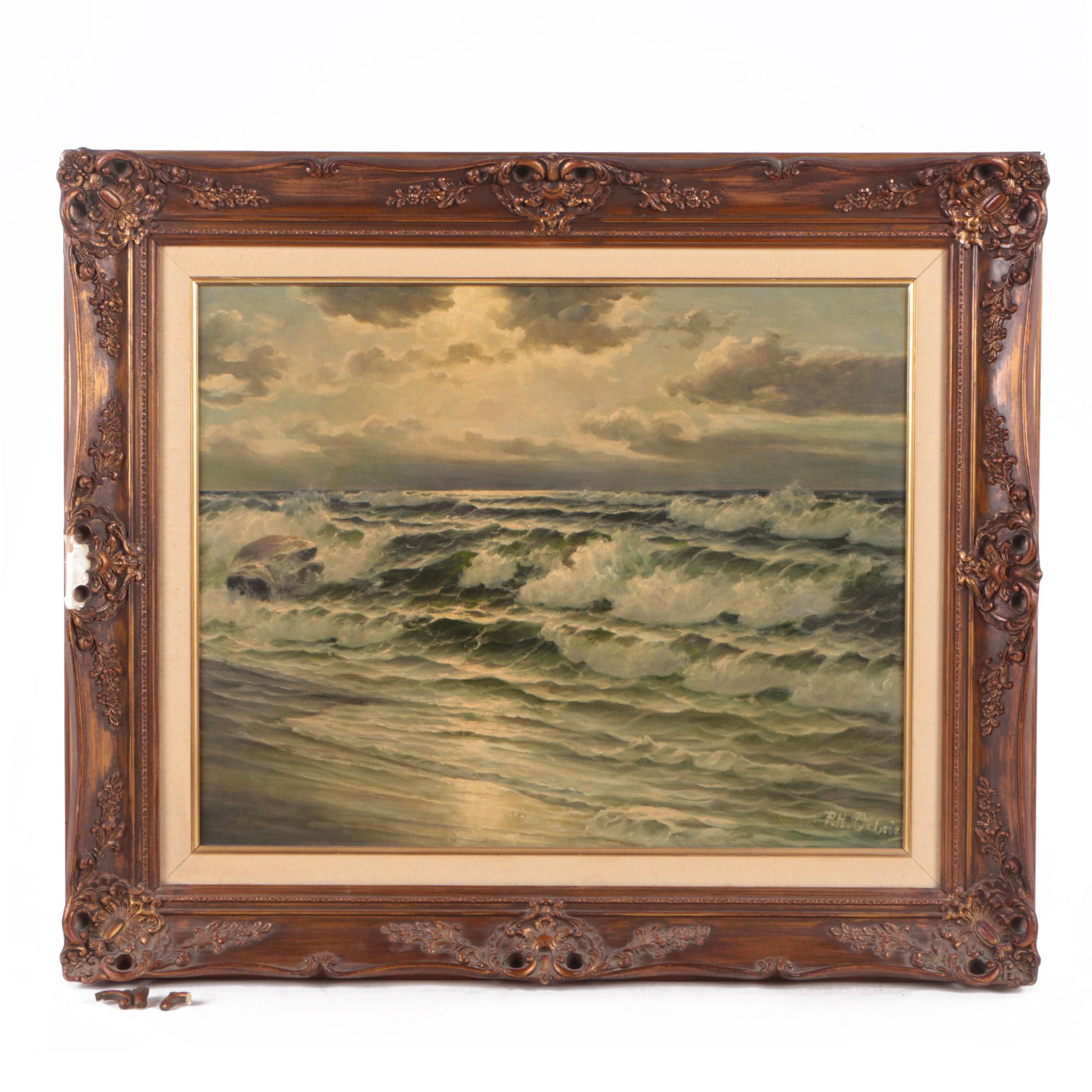Paul H. Olbrich Oil Painting on Canvas of Seascape "Brandung"