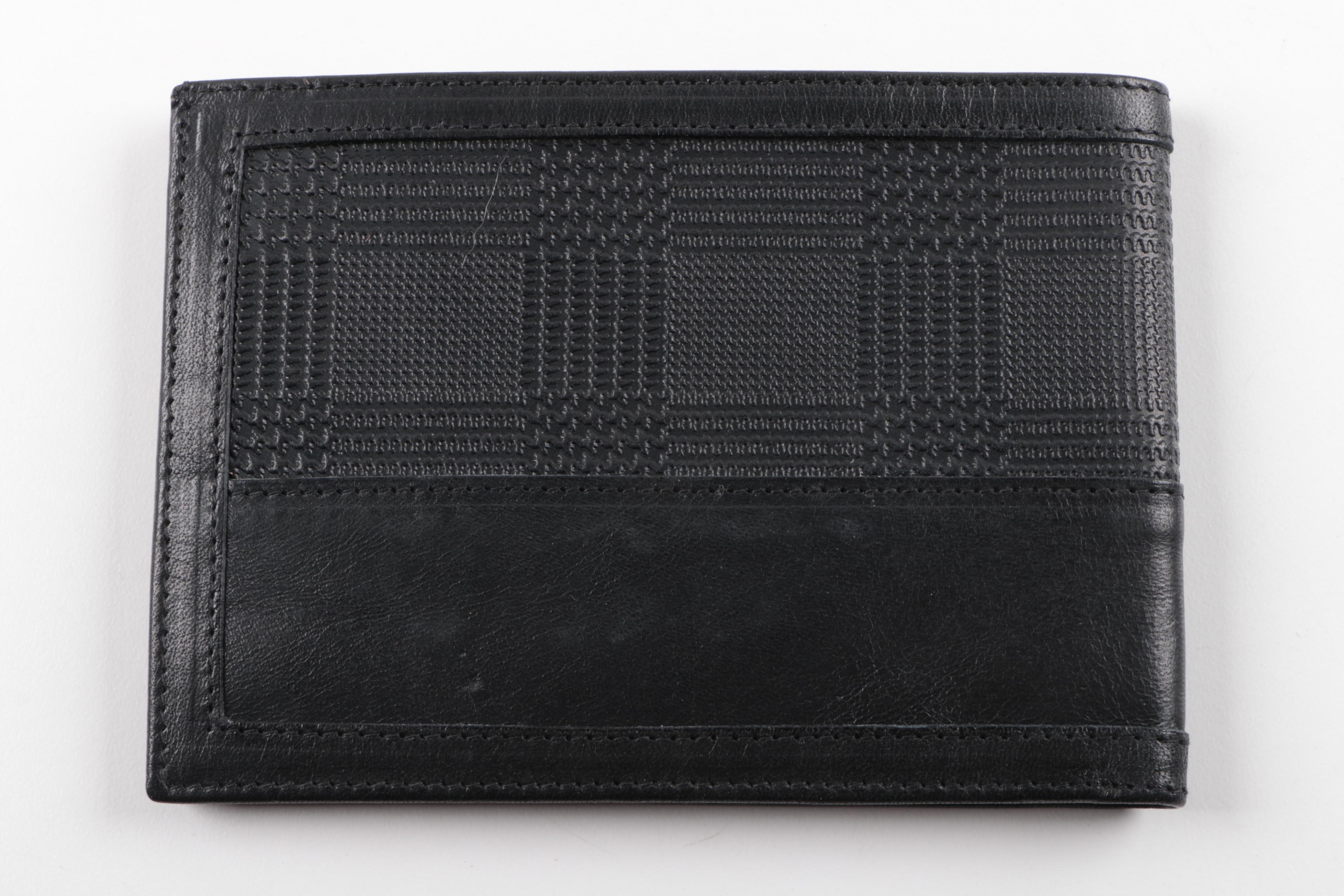 Men's Tonino Lamborghini Black Embossed Leather Wallets and Billfolds