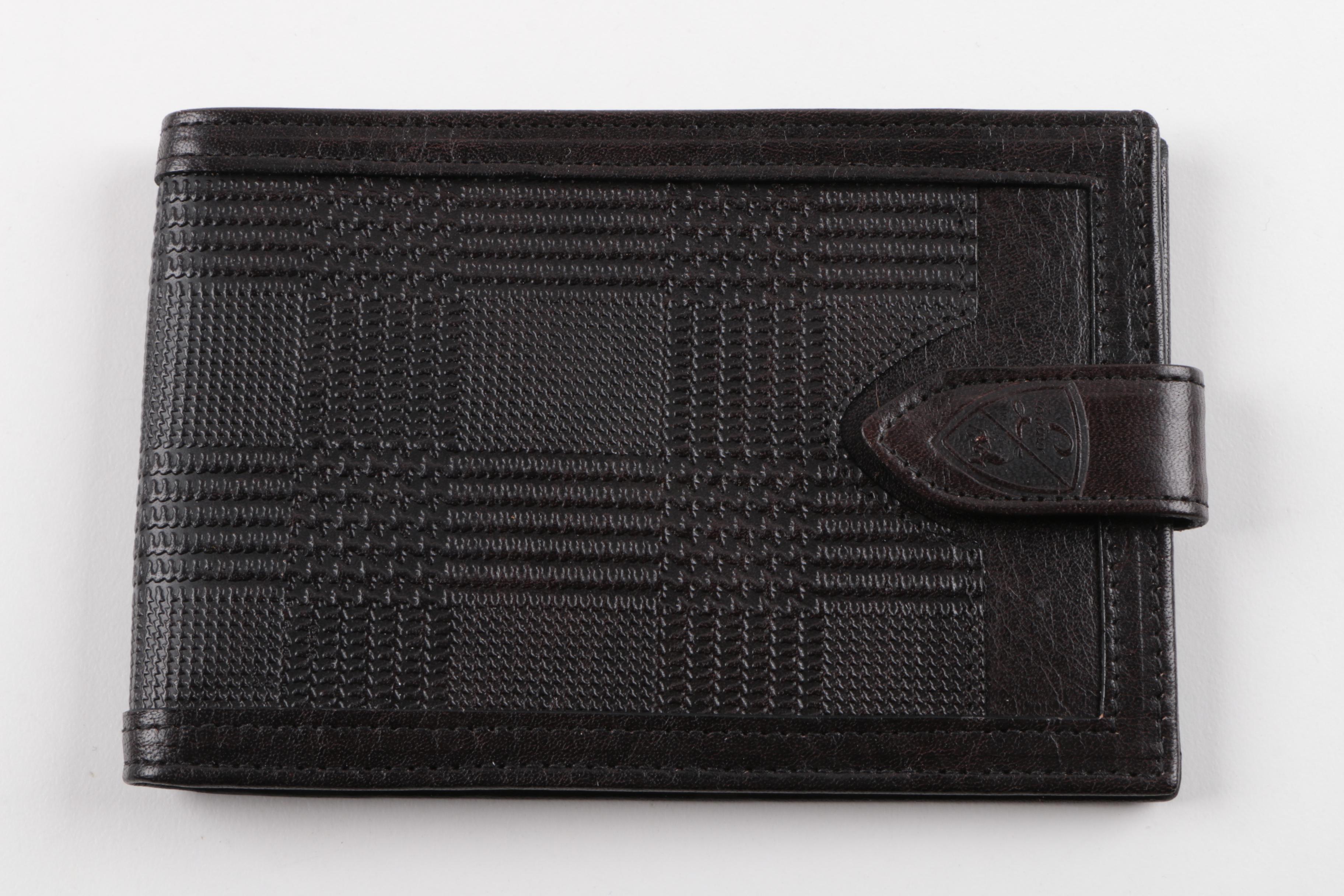 Men's Tonino Lamborghini Black Embossed Leather Wallets and Billfolds