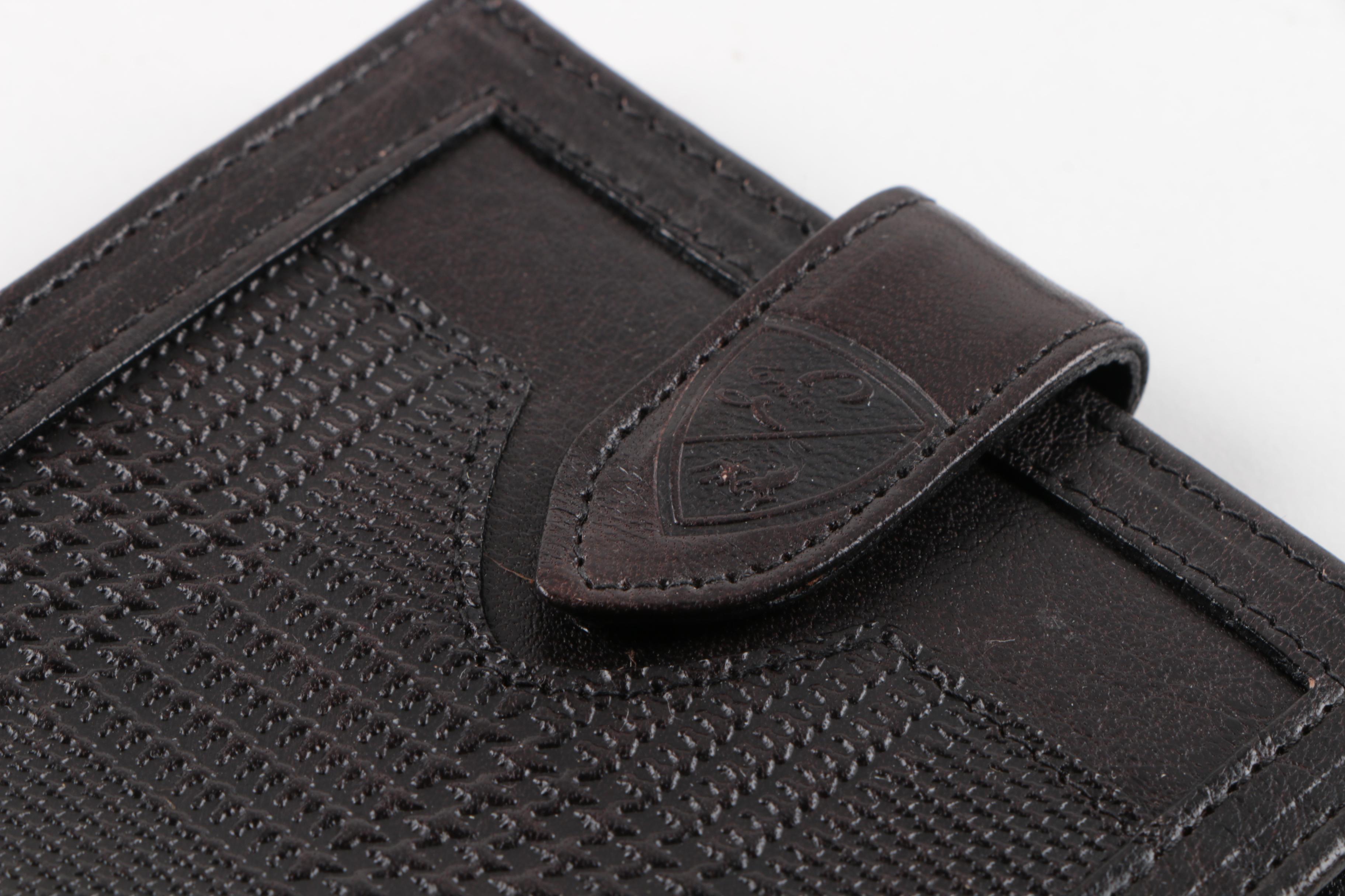 Men's Tonino Lamborghini Black Embossed Leather Wallets and Billfolds