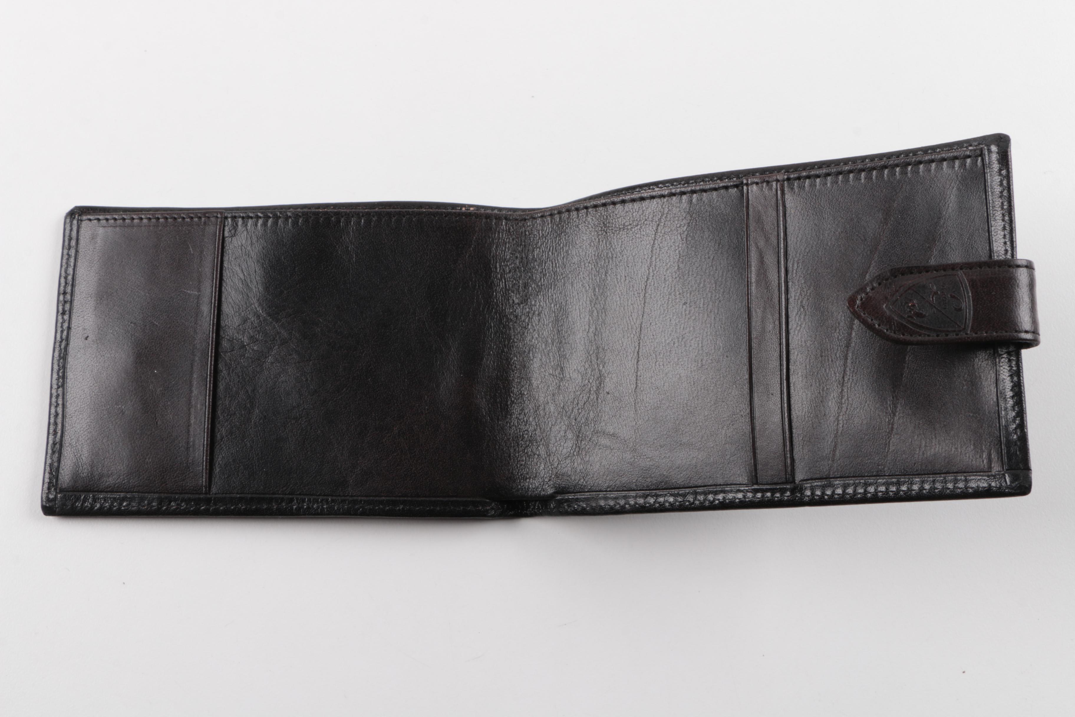 Men's Tonino Lamborghini Black Embossed Leather Wallets and Billfolds