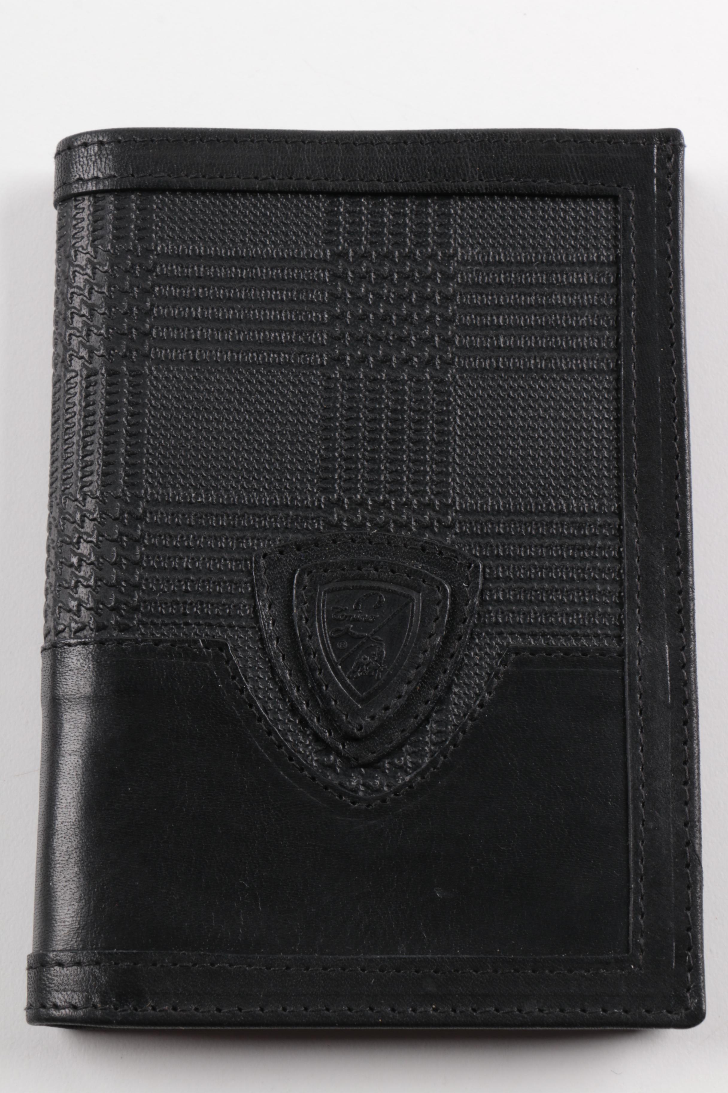 Men's Tonino Lamborghini Black Embossed Leather Wallets and Billfolds