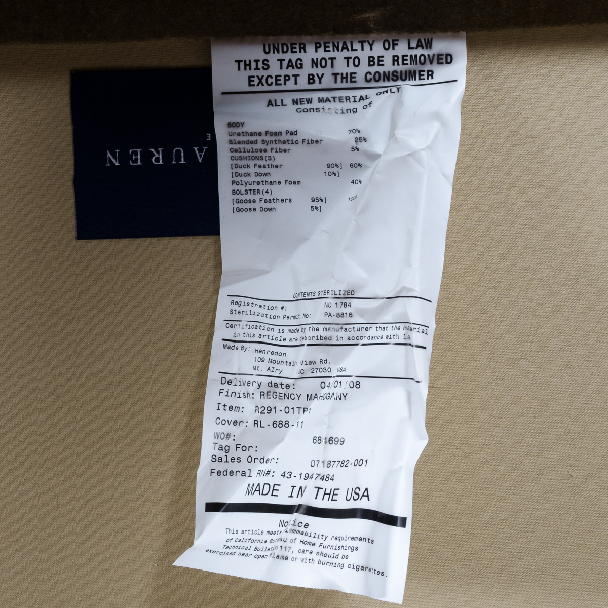 English Roll Arm Upholstered Sofa by Ralph Lauren Home