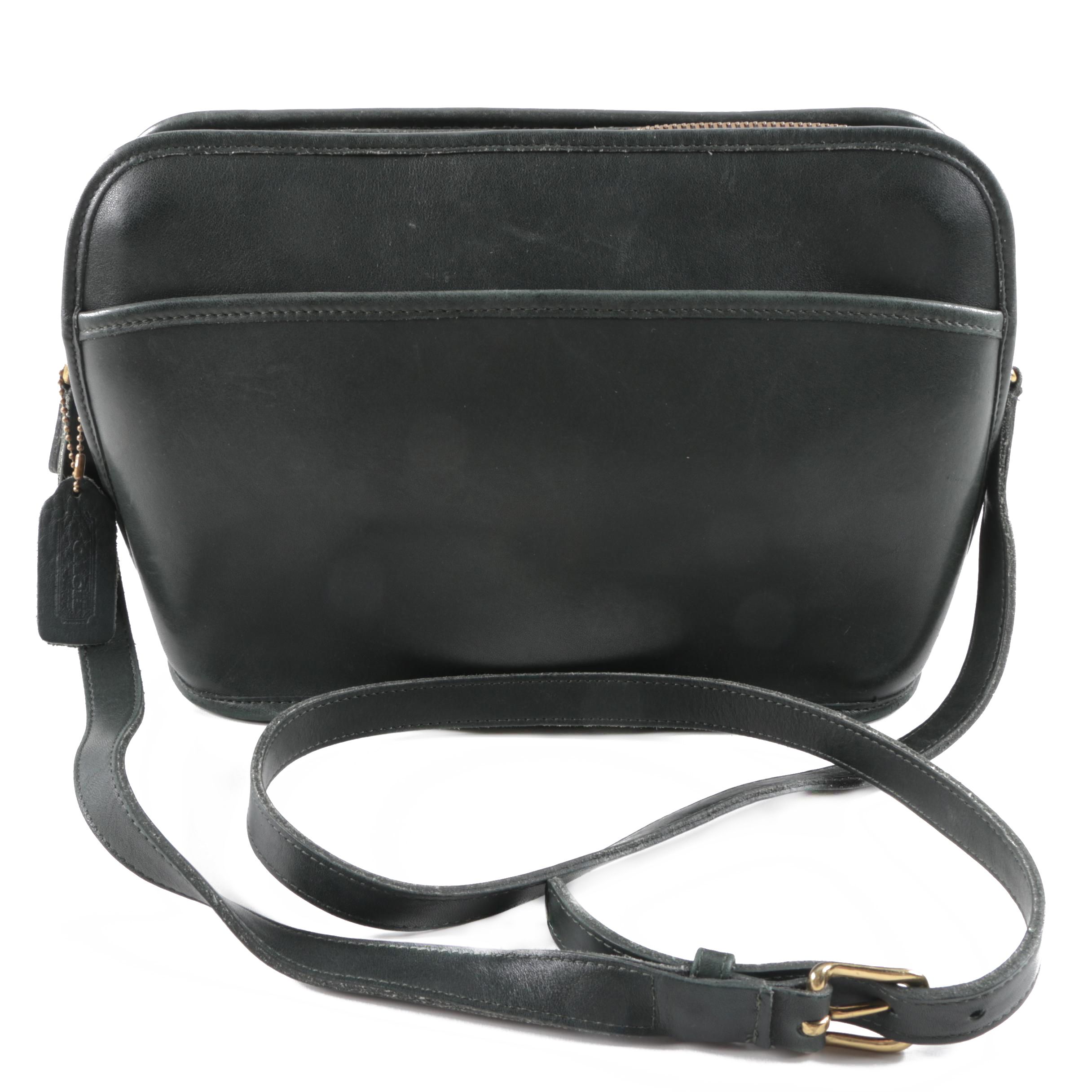 Vintage Coach Dark Green Leather Crossbody Bag