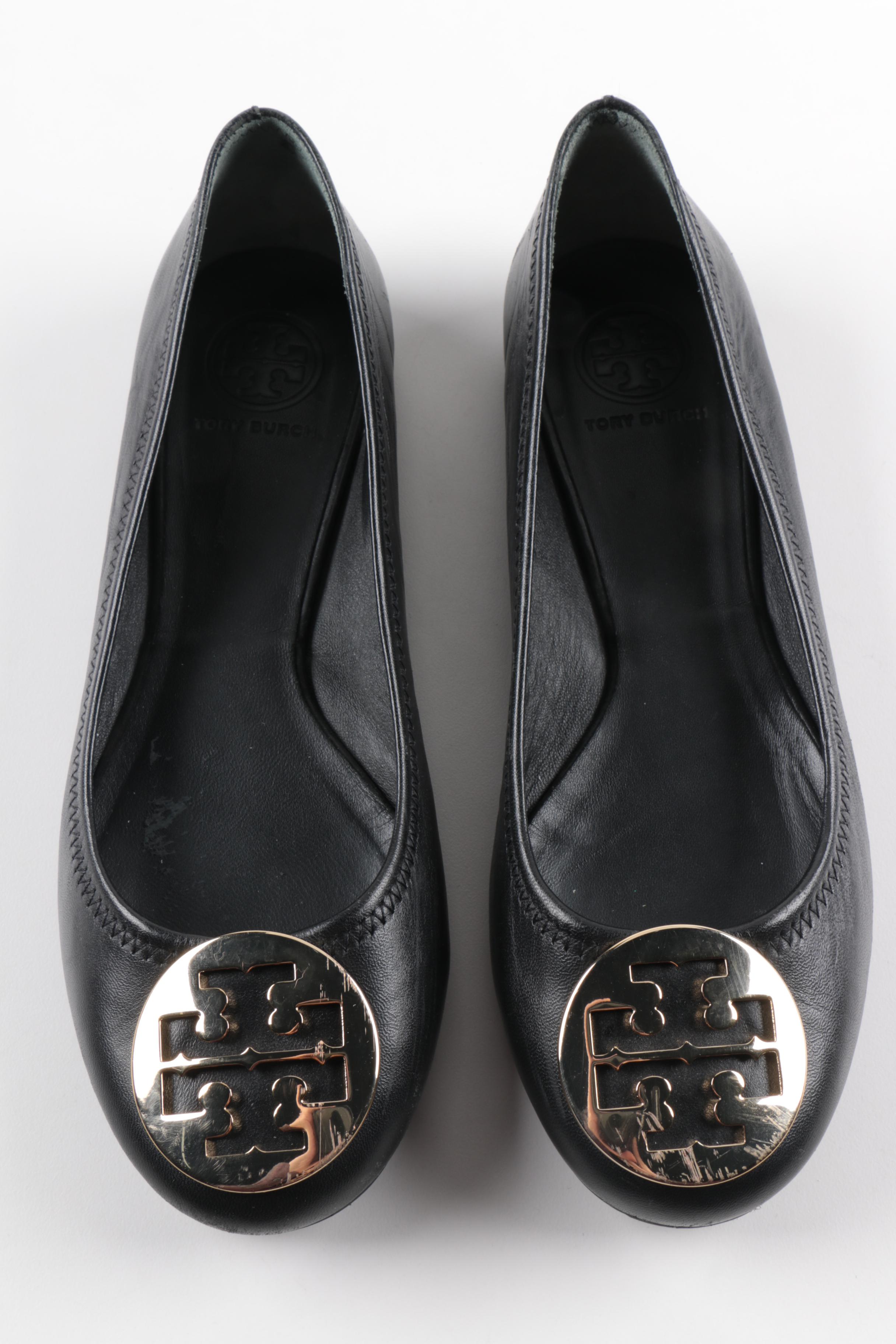 Tory Burch Black Leather Flats