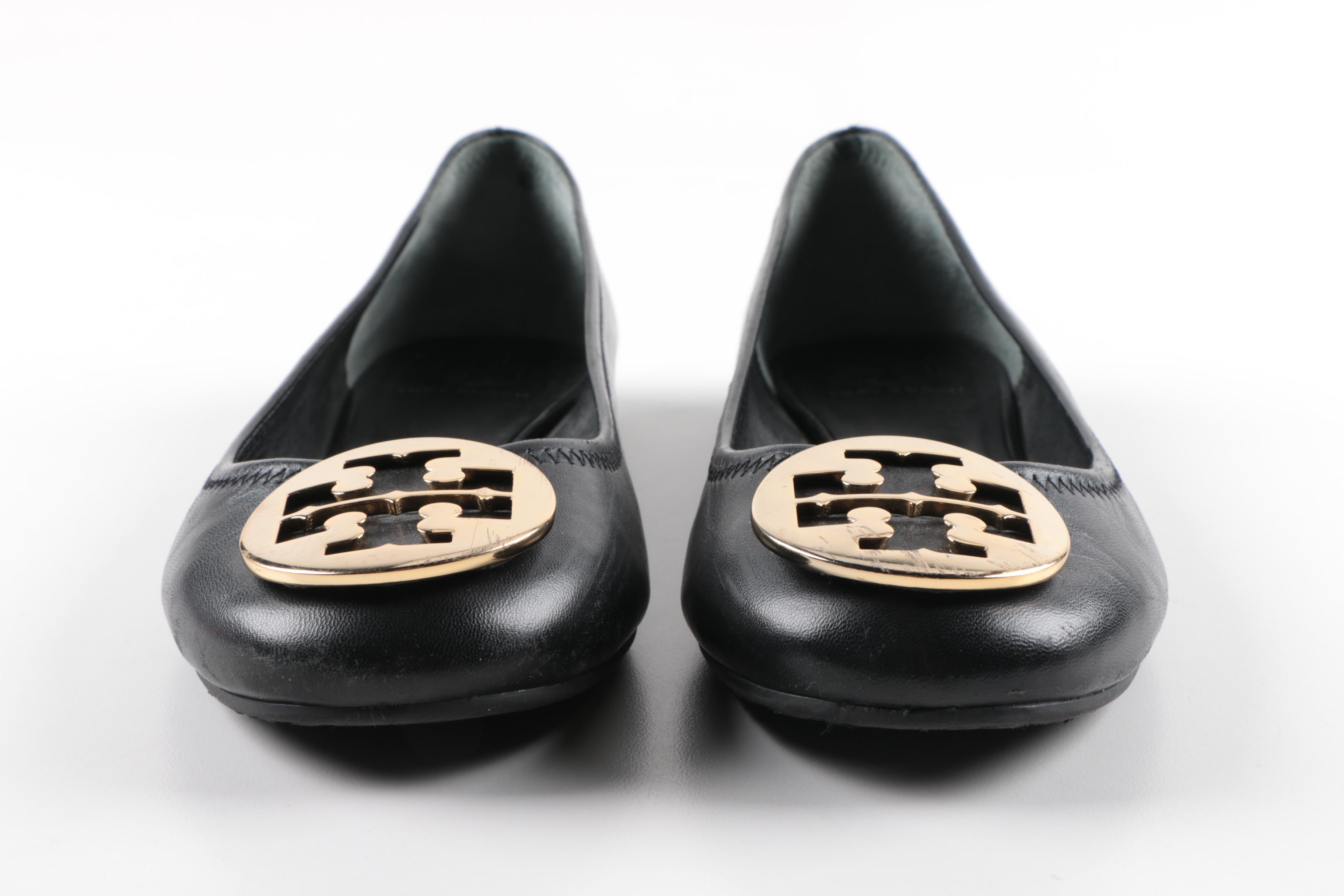 Tory Burch Black Leather Flats