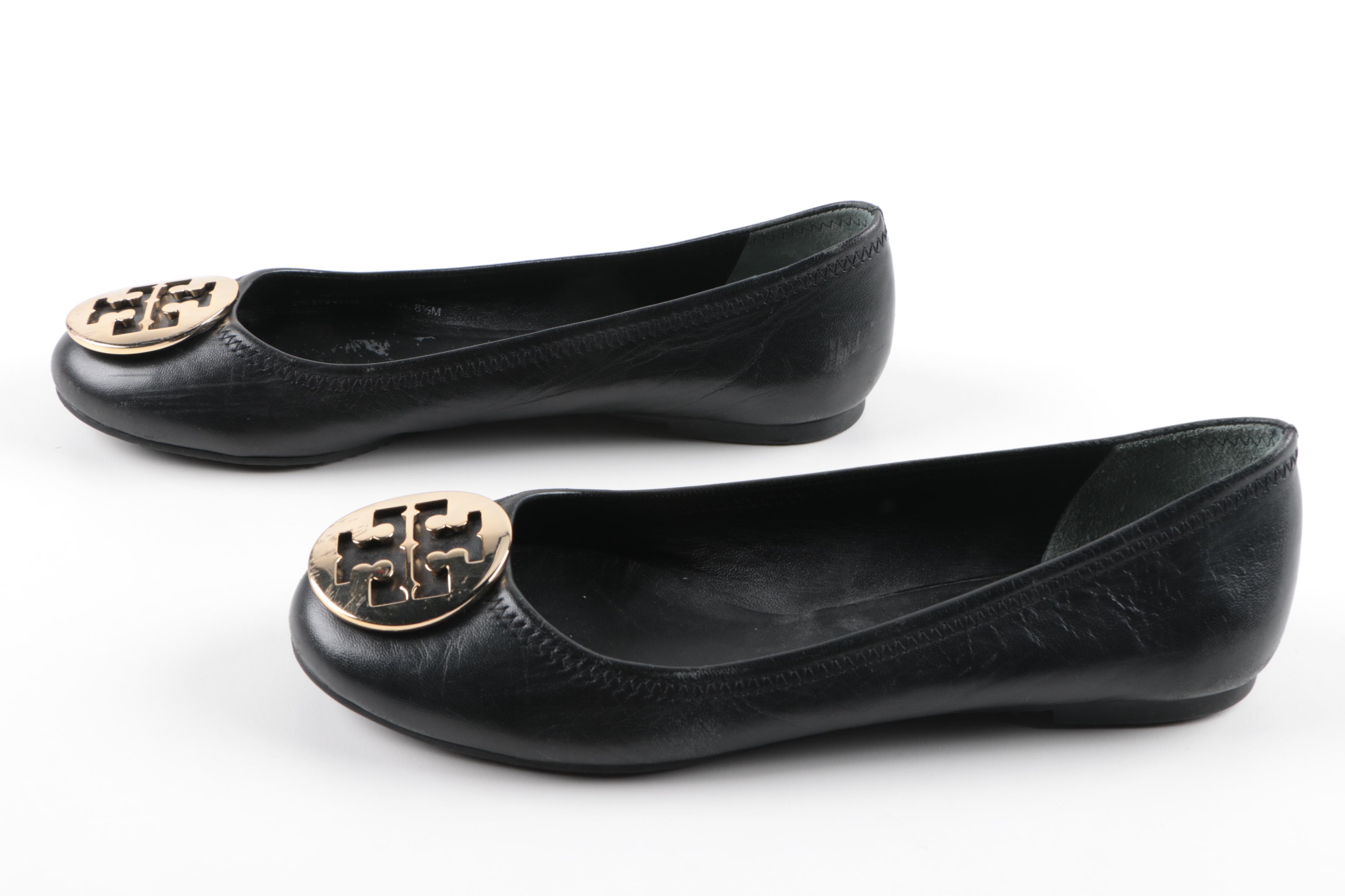 Tory Burch Black Leather Flats