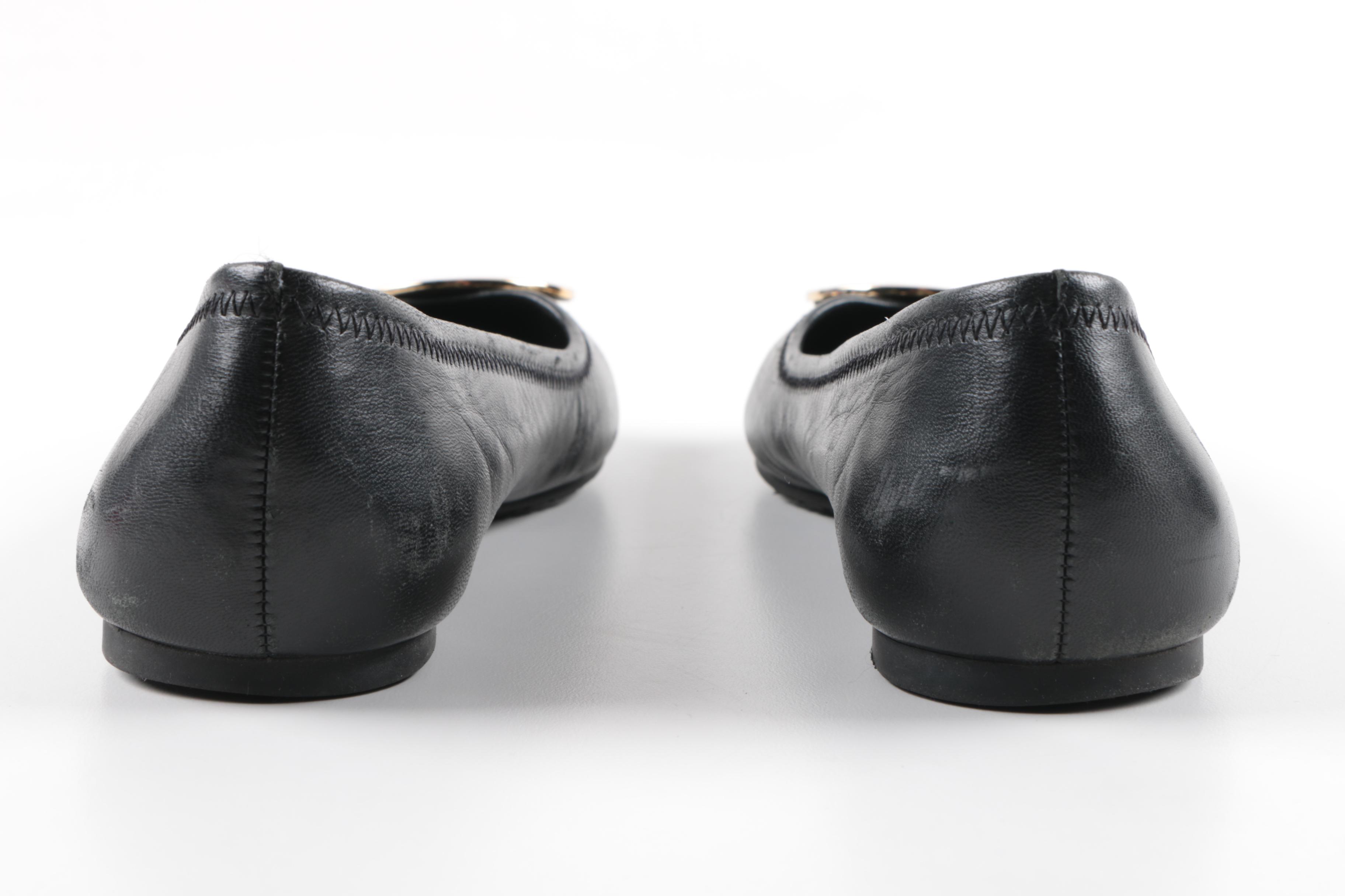 Tory Burch Black Leather Flats