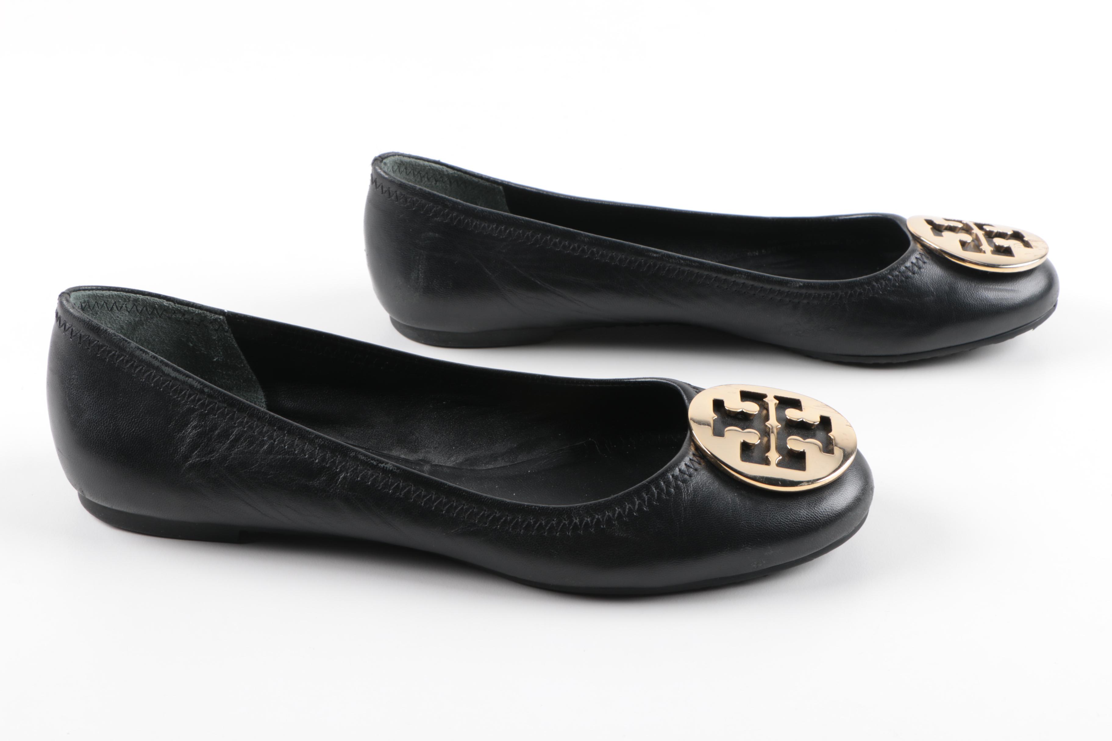 Tory Burch Black Leather Flats