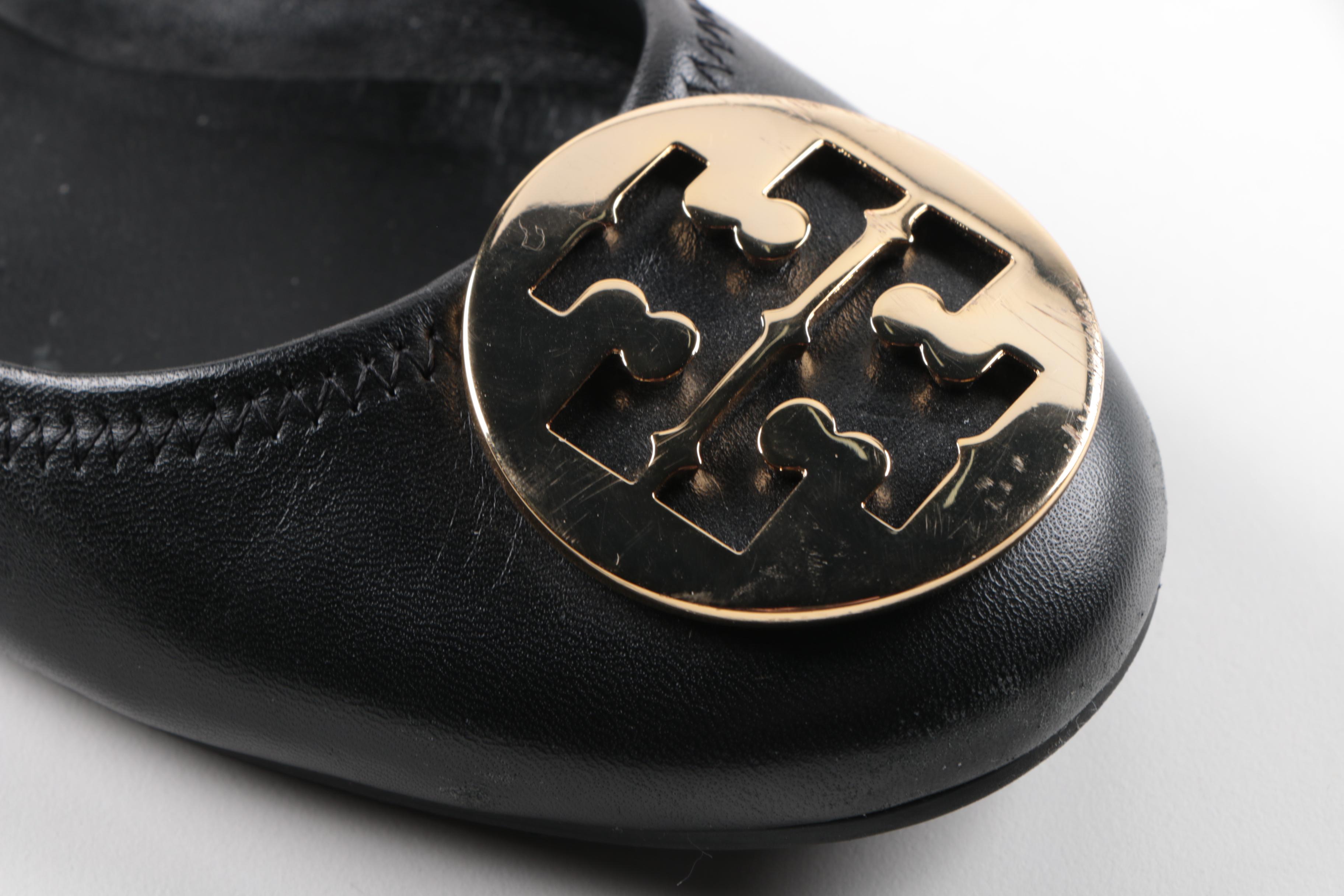 Tory Burch Black Leather Flats