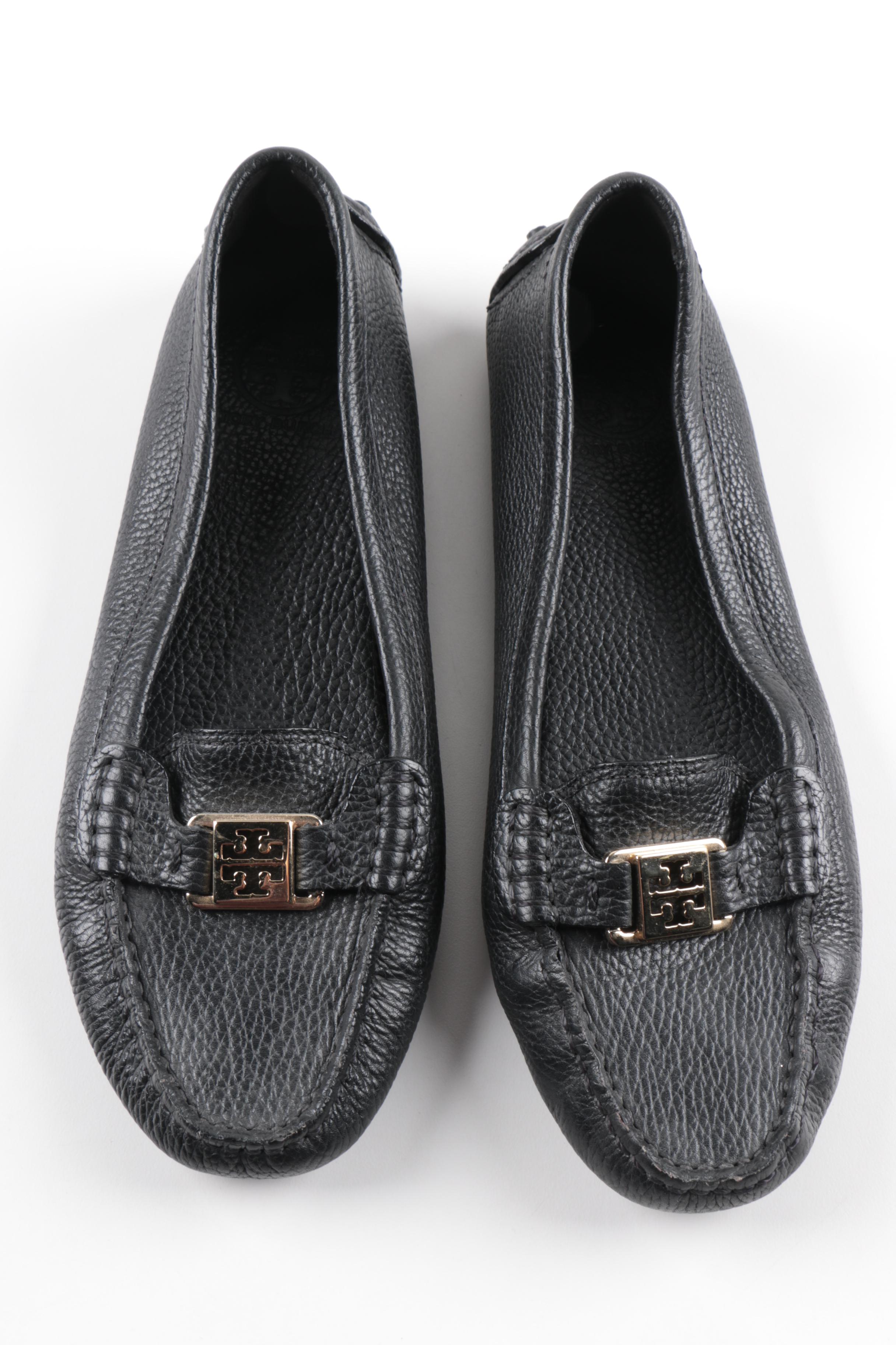 Tory Burch Black Leather Driving Moccasins
