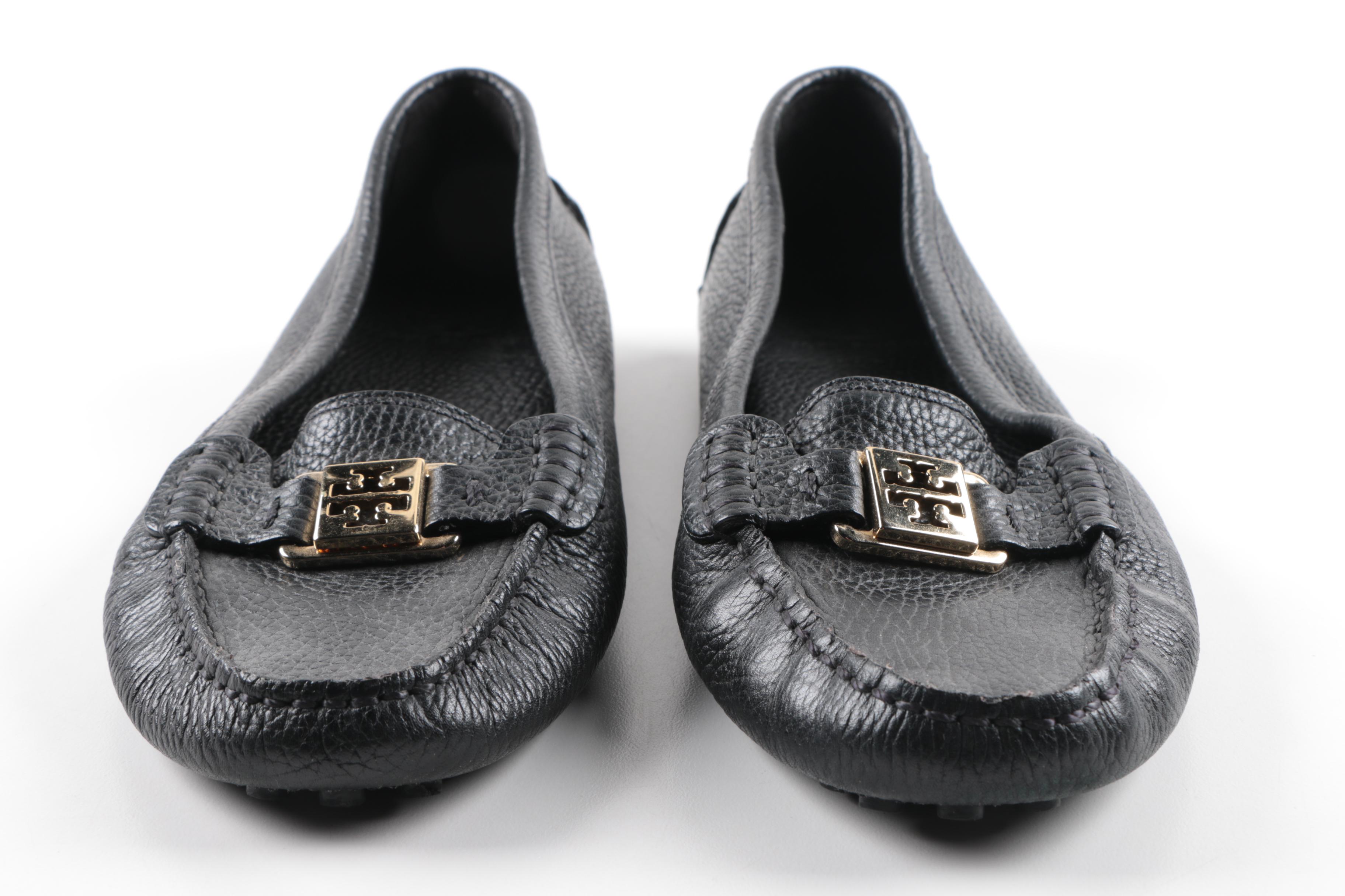 Tory Burch Black Leather Driving Moccasins