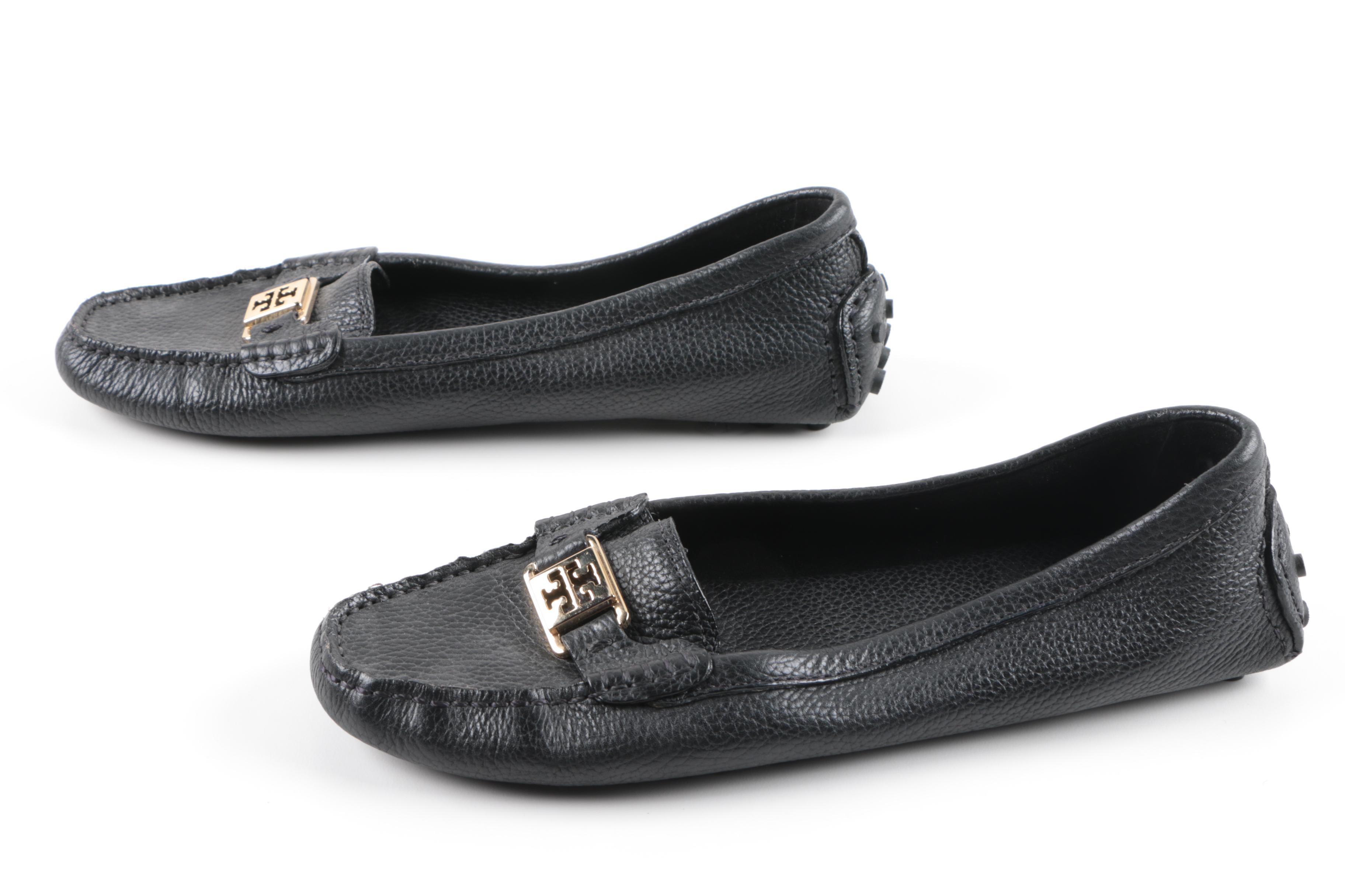 Tory Burch Black Leather Driving Moccasins