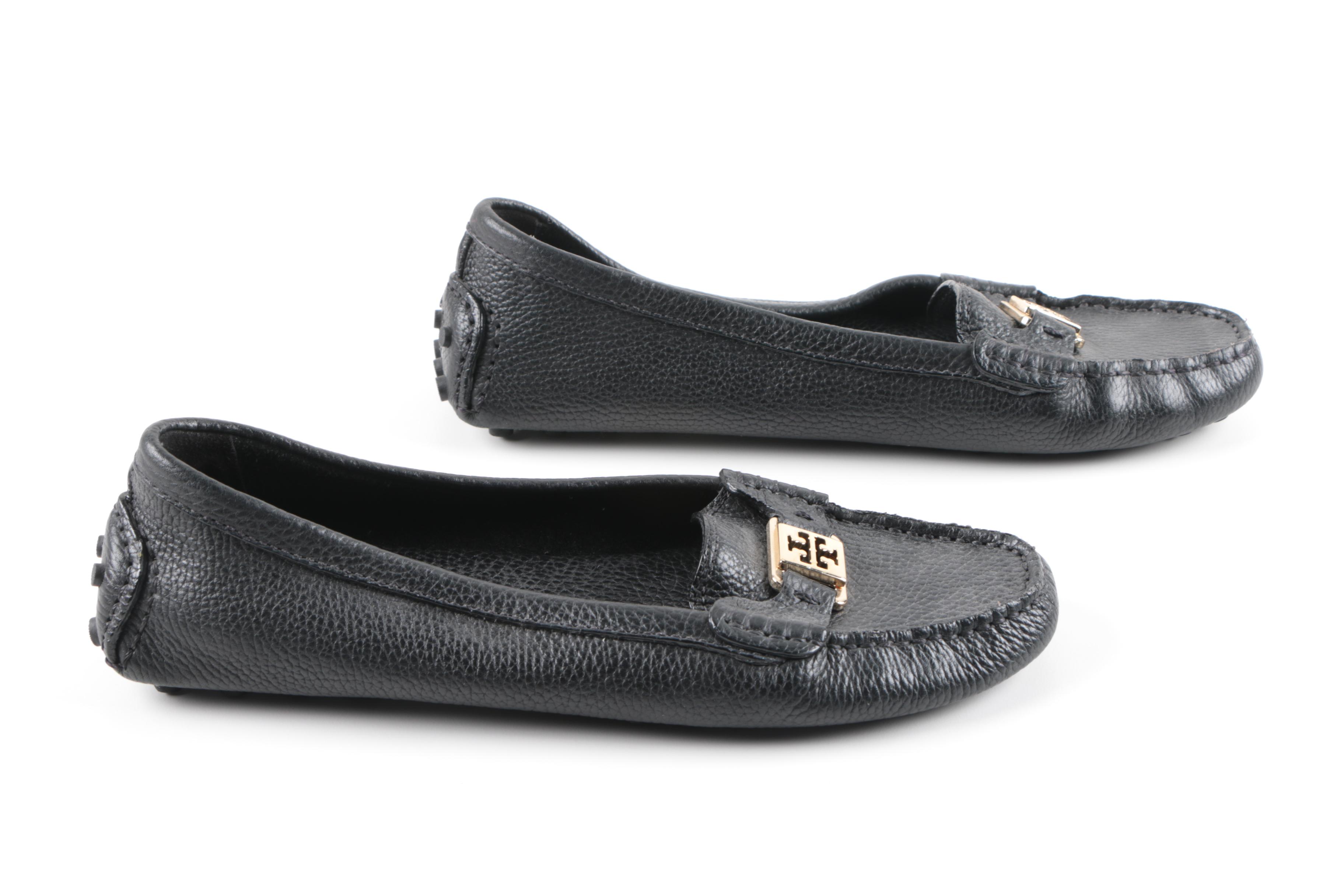 Tory Burch Black Leather Driving Moccasins