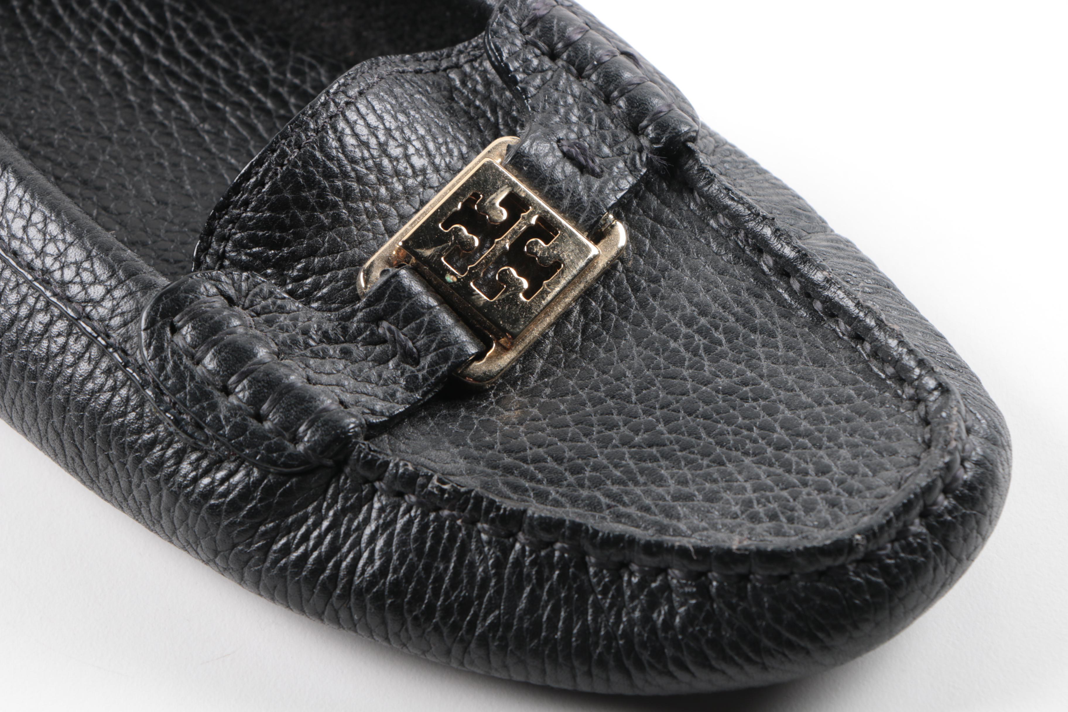 Tory Burch Black Leather Driving Moccasins