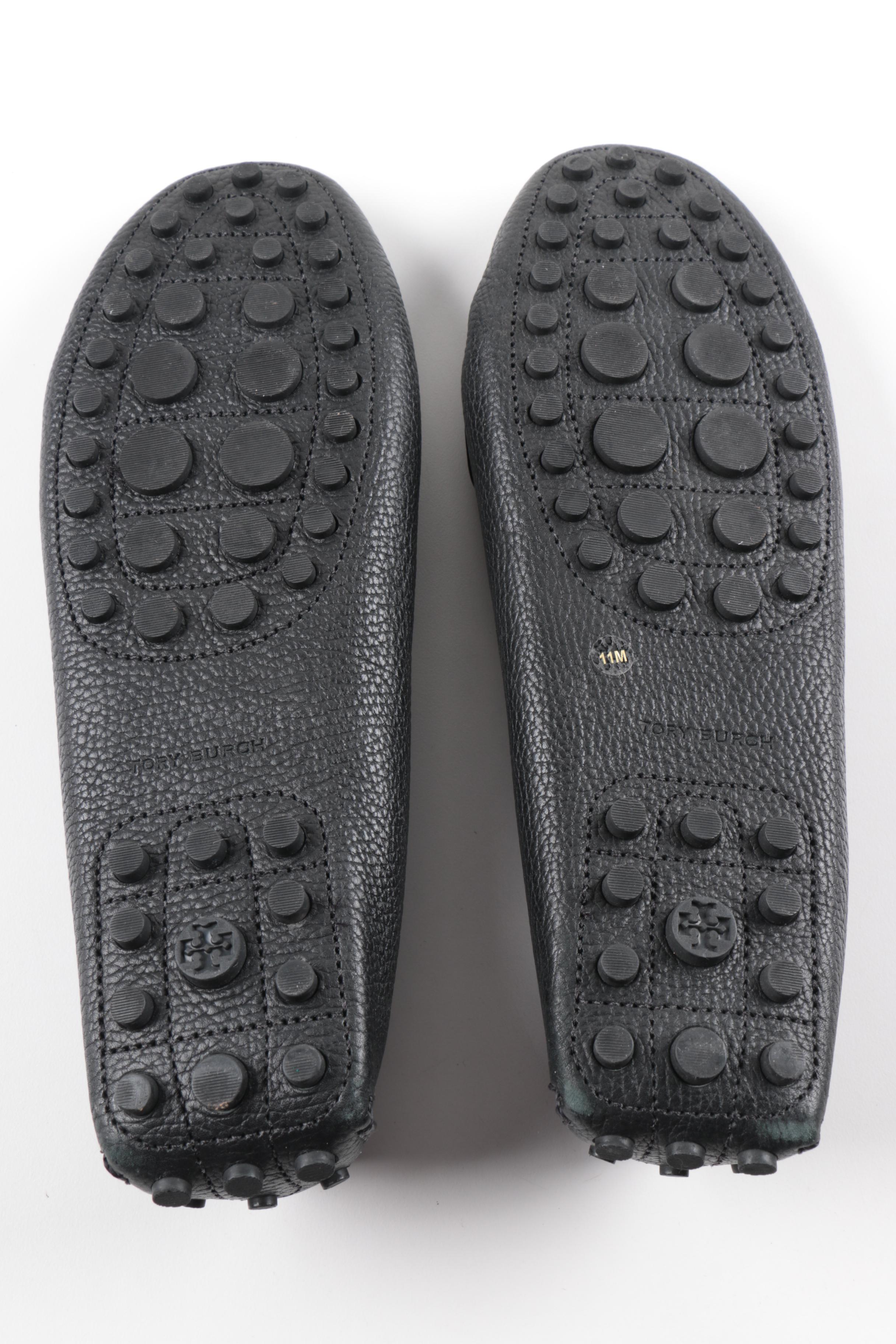 Tory Burch Black Leather Driving Moccasins