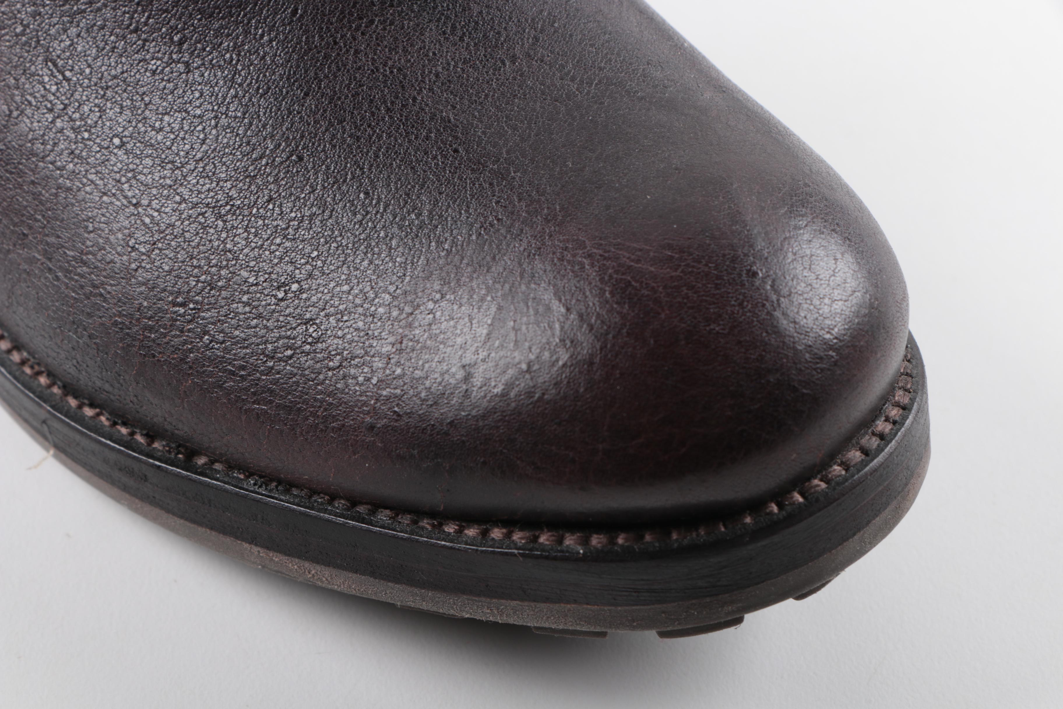 Tory Burch "Chrystie" Dark Brown Leather Moto Boots