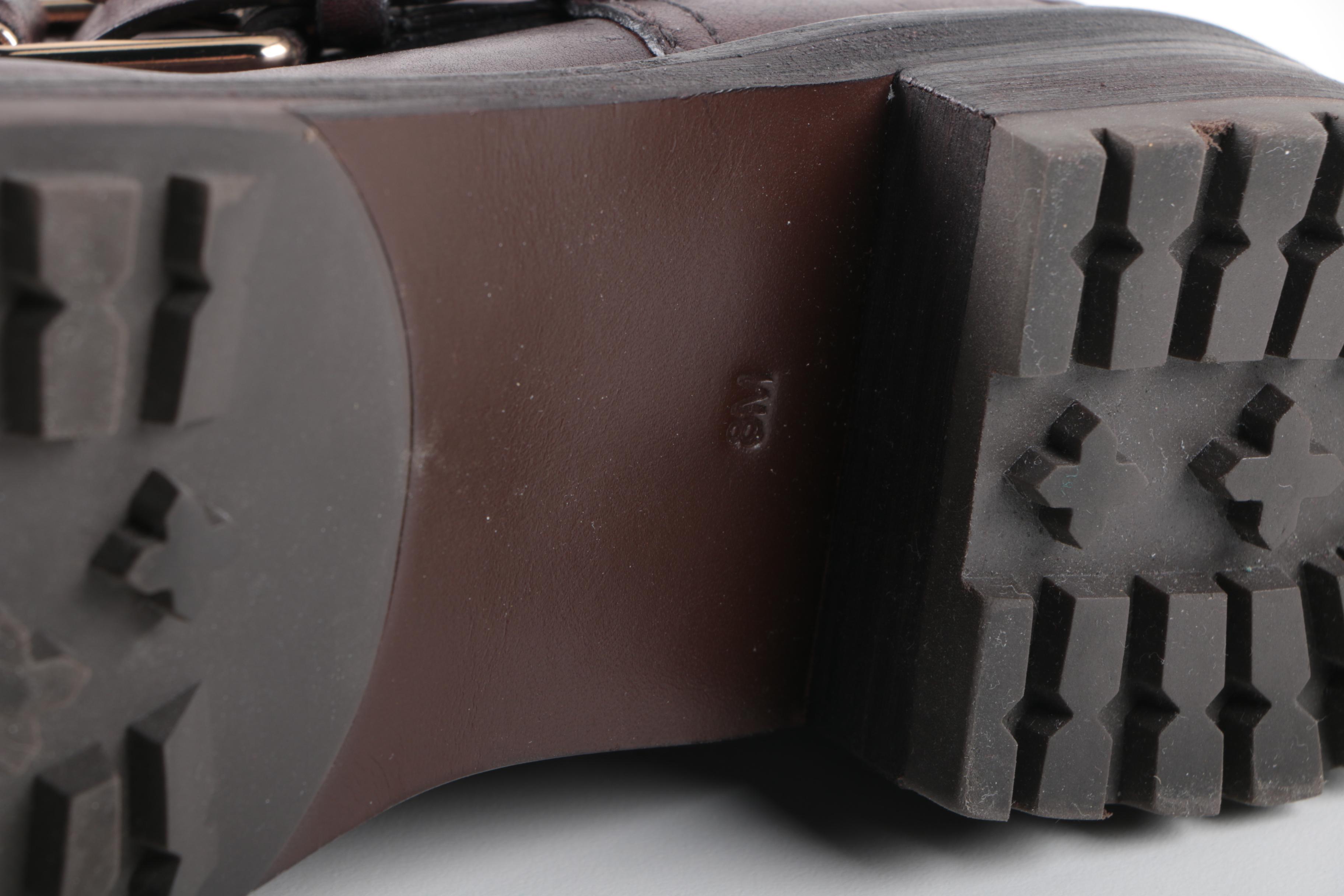 Tory Burch "Chrystie" Dark Brown Leather Moto Boots