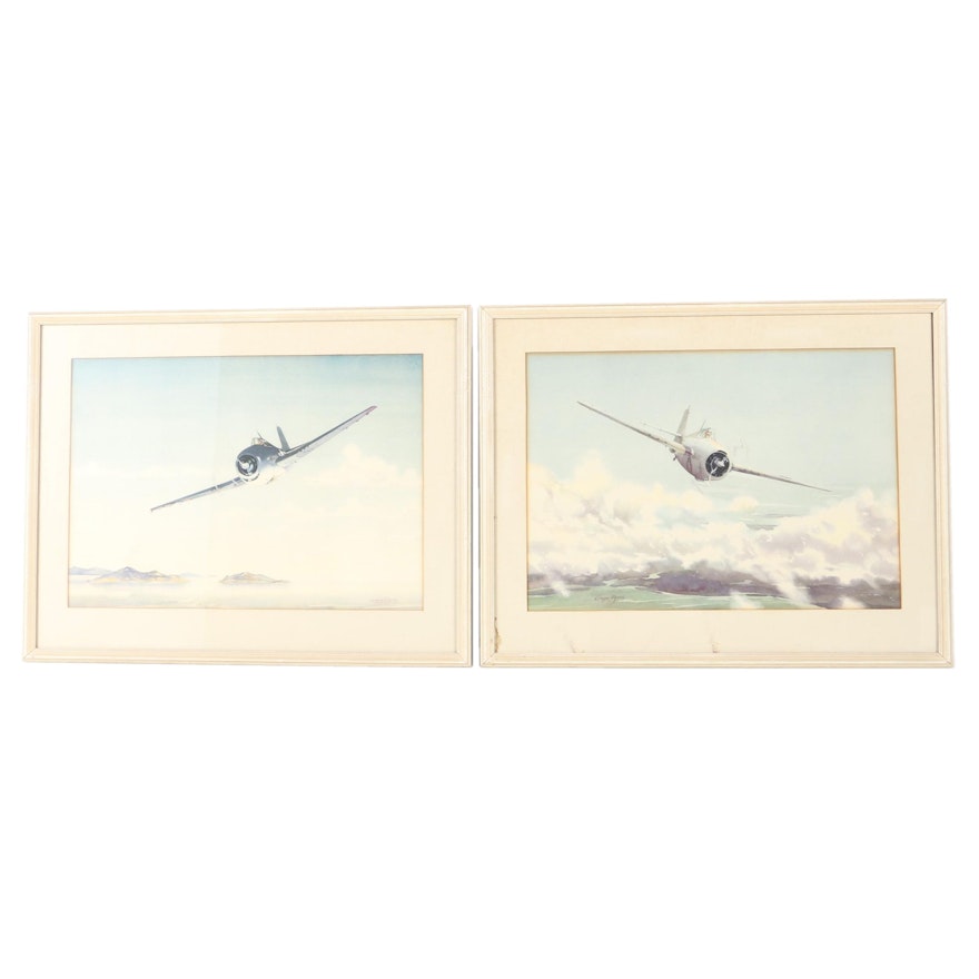 Offset Lithographs After Wayne Davis of Military Airplanes