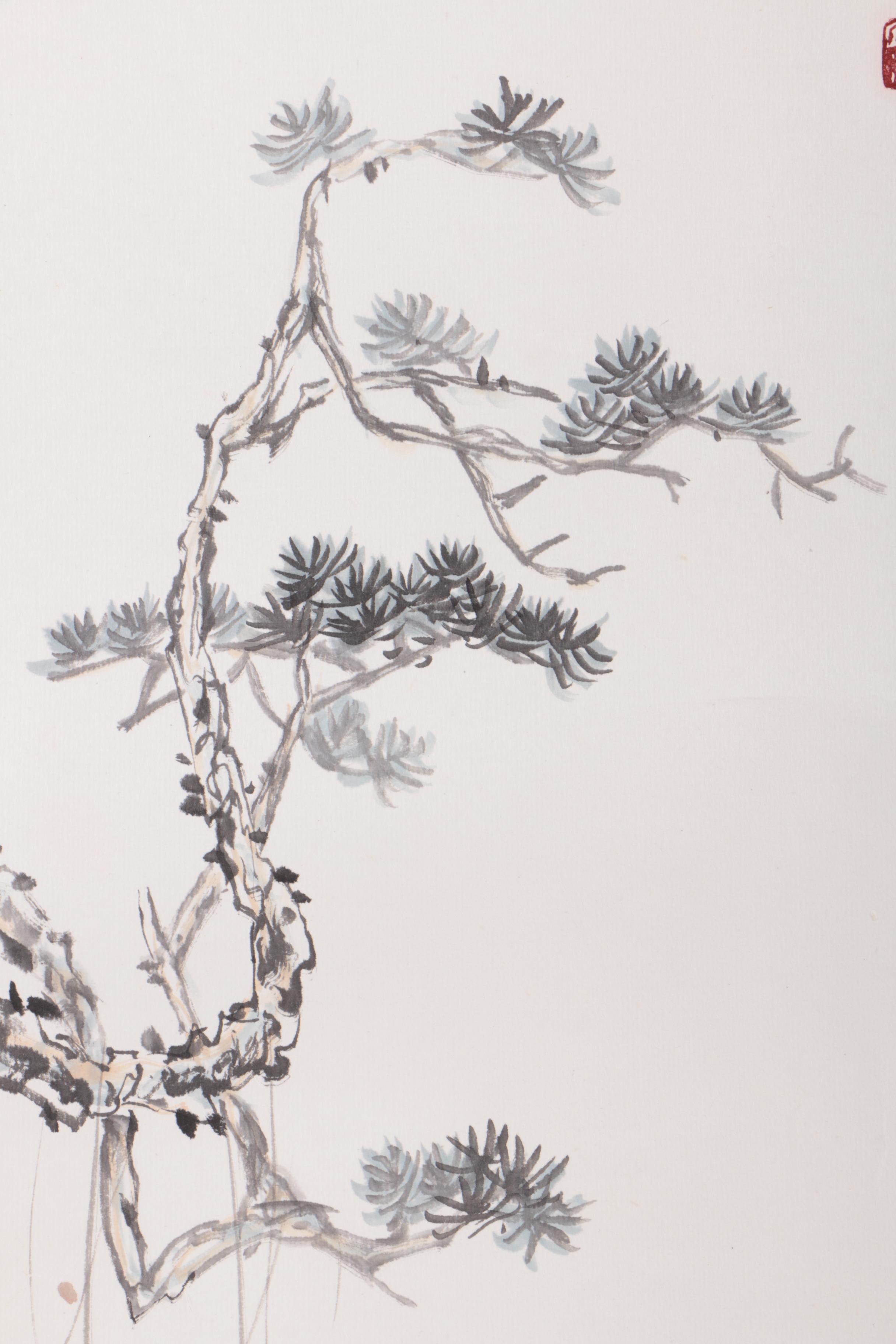 Chinese Ink Drawing of a Child on Paper