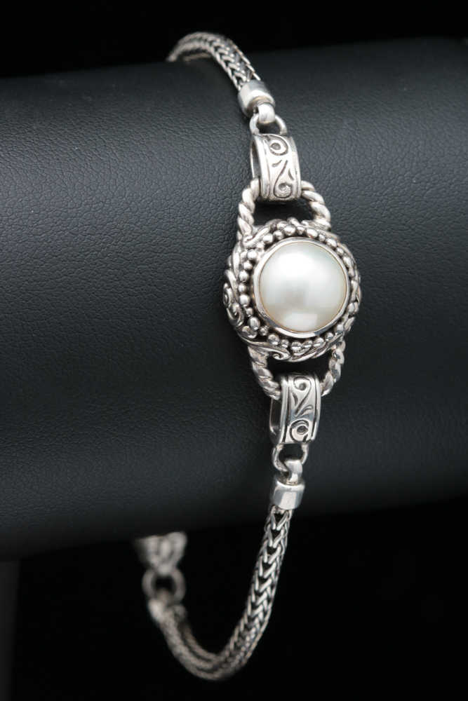 Robert Manse Sterling Silver and Mabé Pearl Bracelet