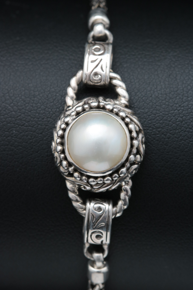 Robert Manse Sterling Silver and Mabé Pearl Bracelet