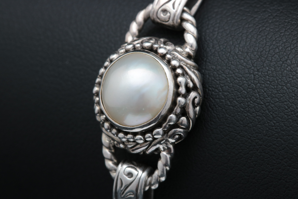 Robert Manse Sterling Silver and Mabé Pearl Bracelet