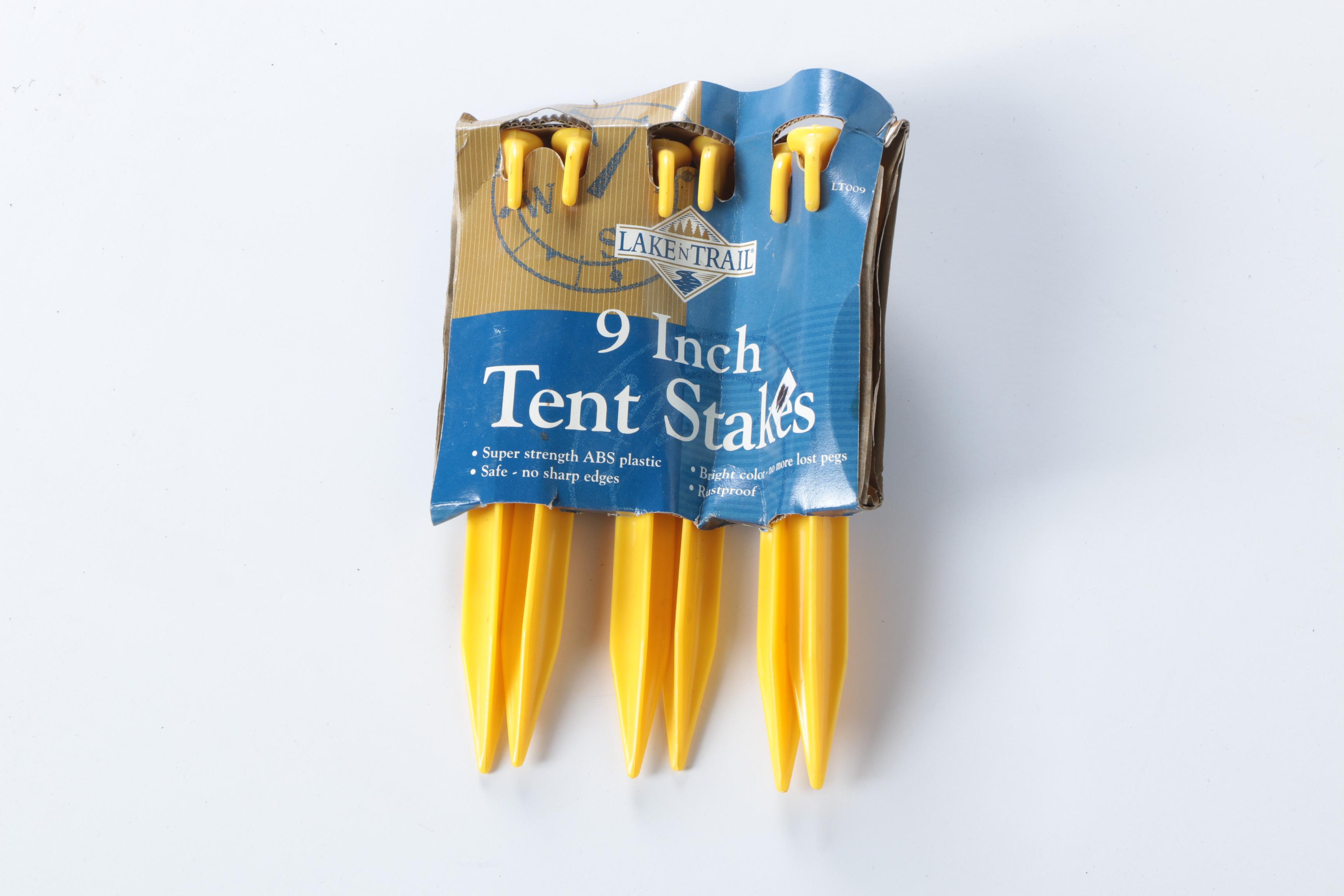 Dome Tent, Stakes and Trenching Shovels