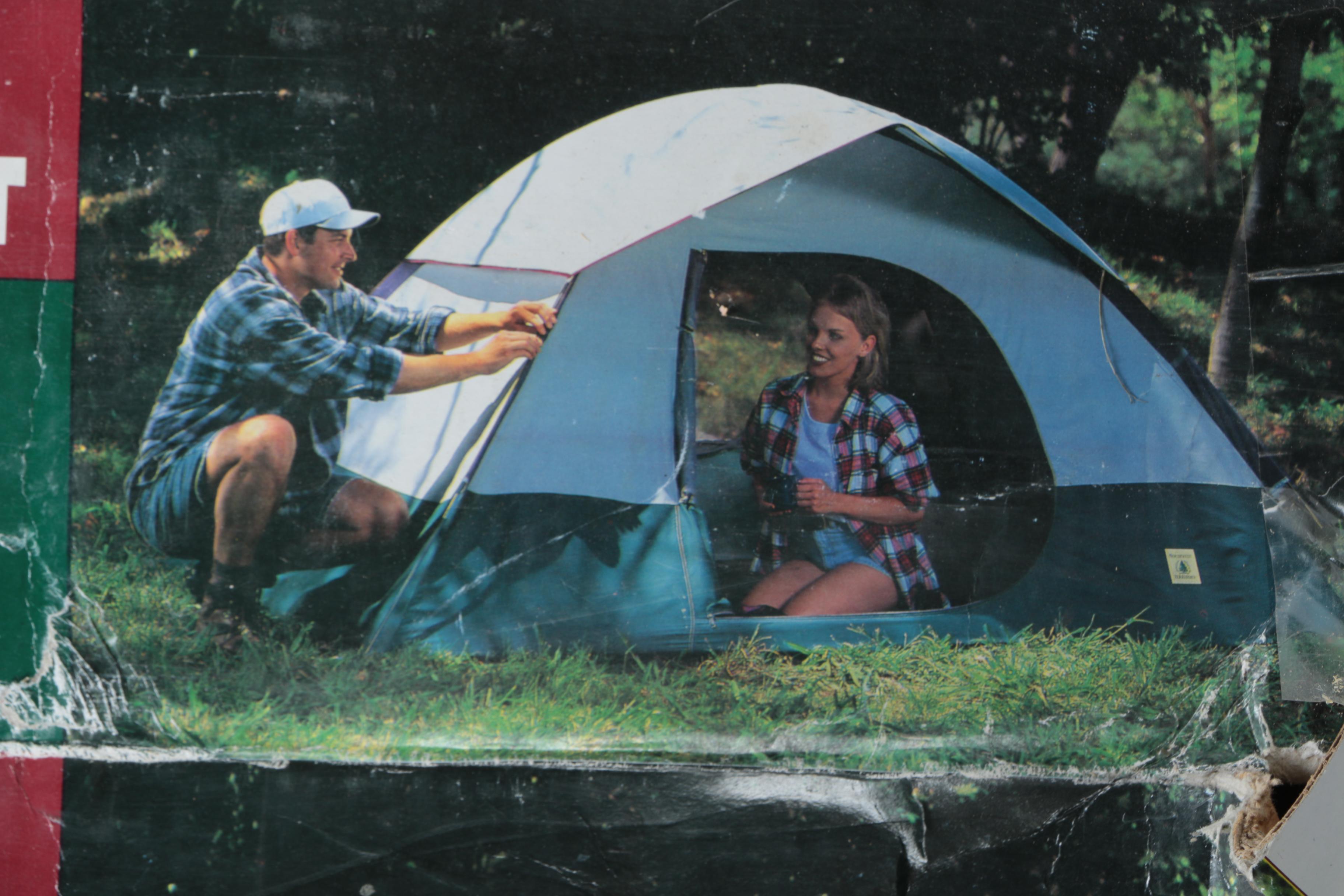 Dome Tent, Stakes and Trenching Shovels