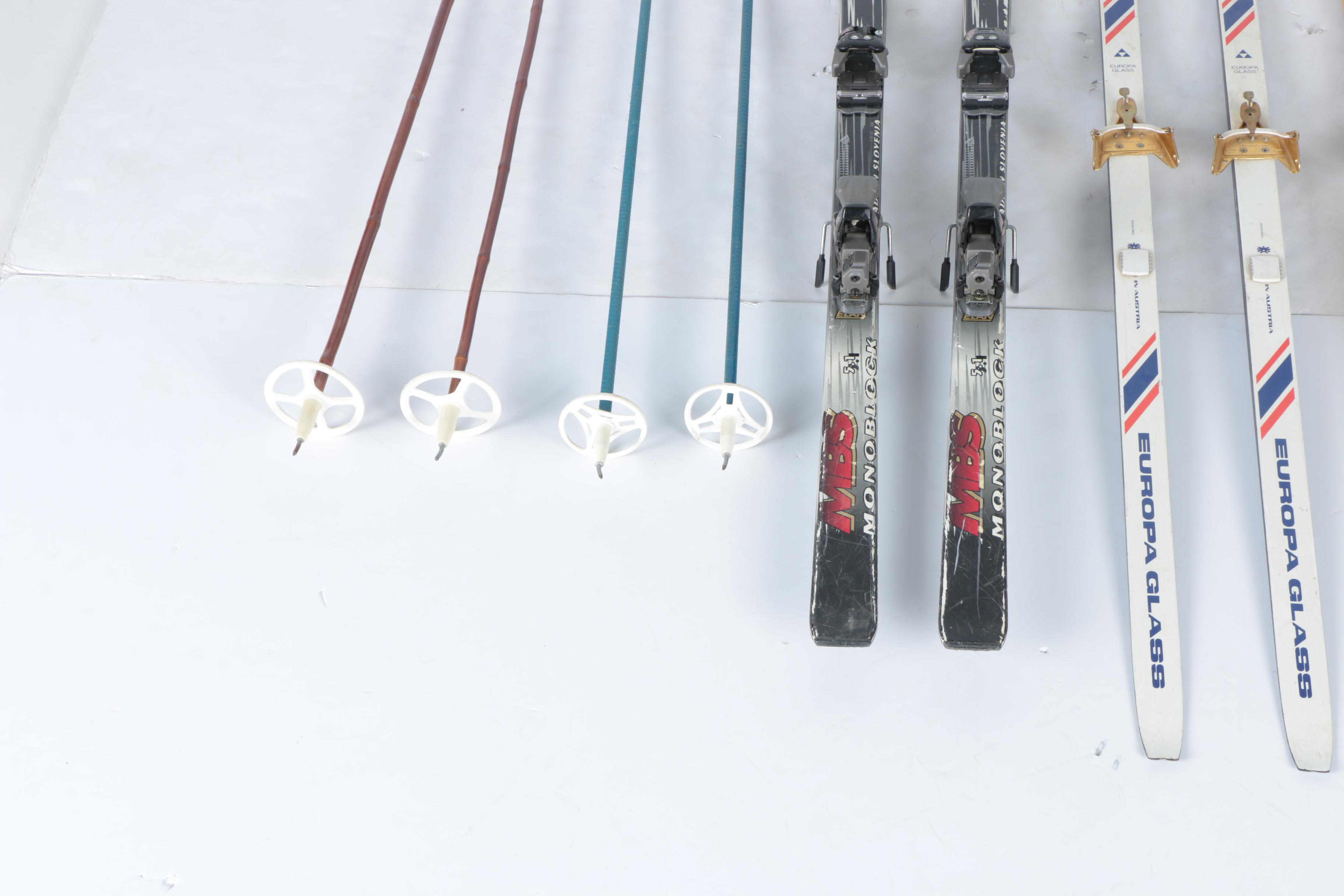 Skiis Including Cross-Country and Ski Poles