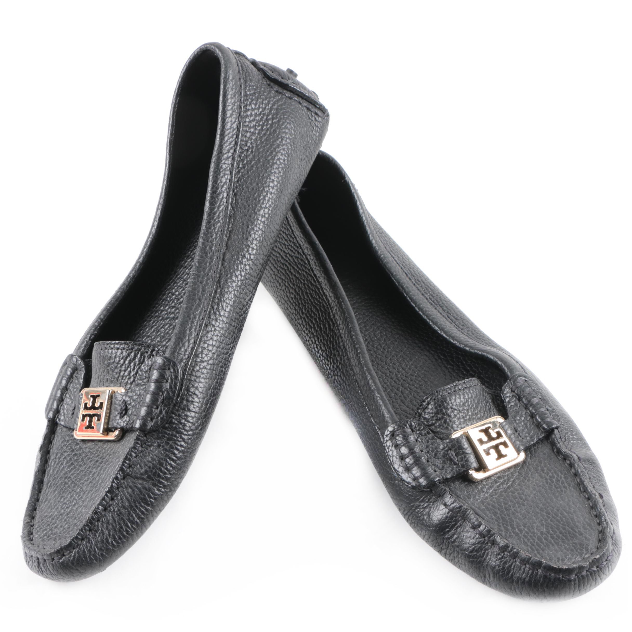 Tory Burch Black Leather Driving Moccasins