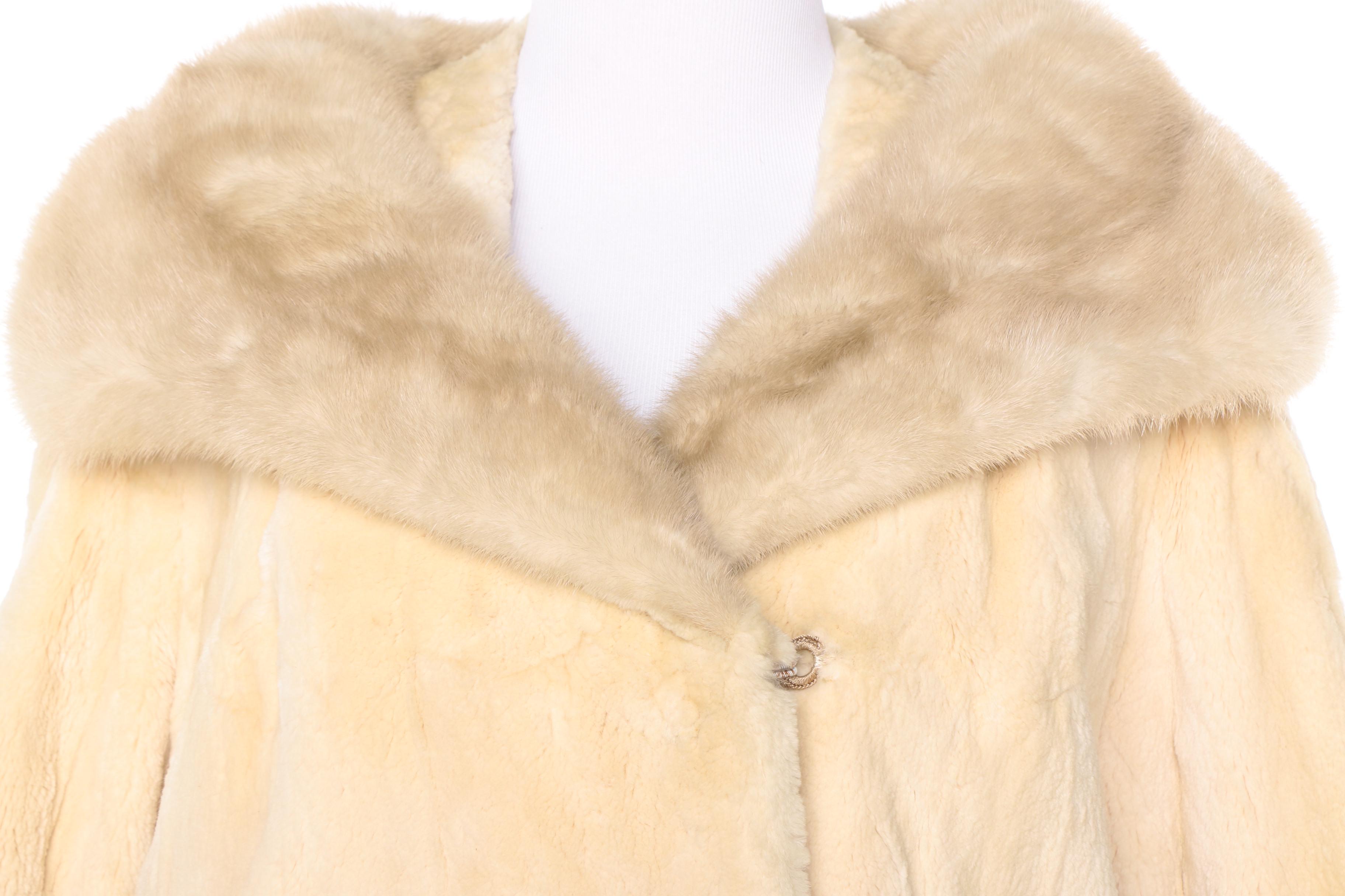 David Green Sheared Beaver Fur Coat with Mink Fur trim and a Mink Fur Hat