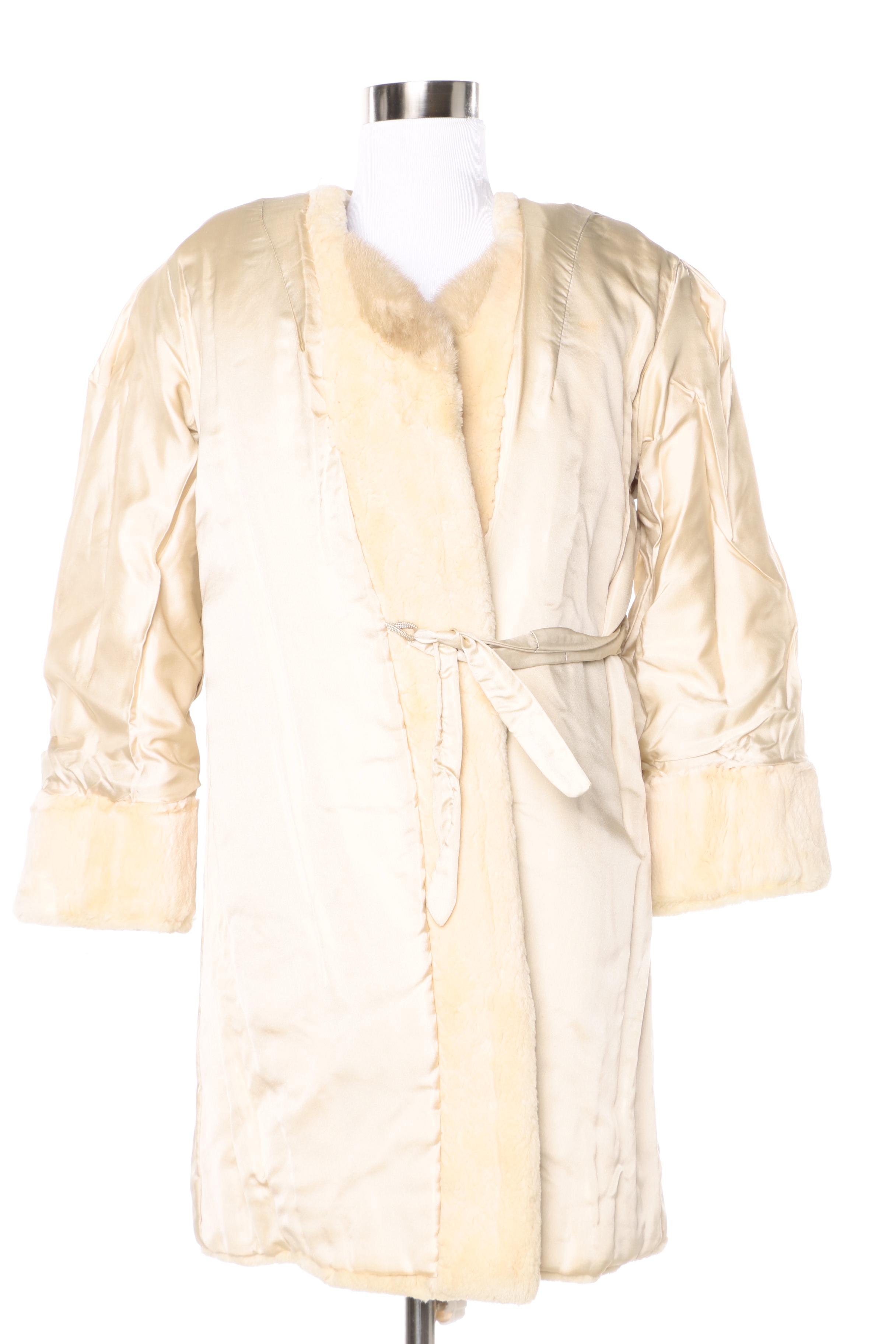 David Green Sheared Beaver Fur Coat with Mink Fur trim and a Mink Fur Hat